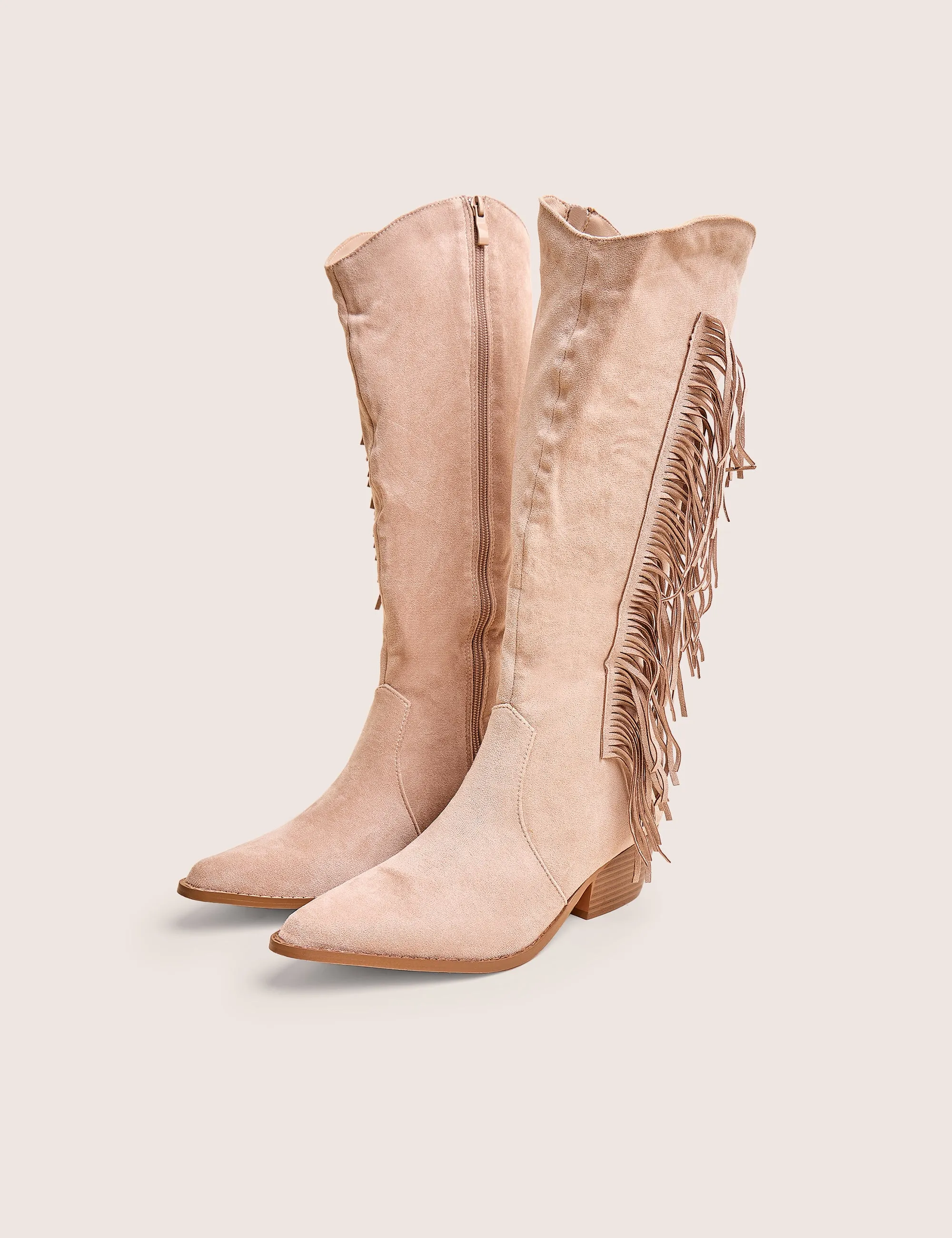 Tucker Beige Faux Suede Knee High Tassle Detail Western Boots sold by Public Desire product image thumbnail 2