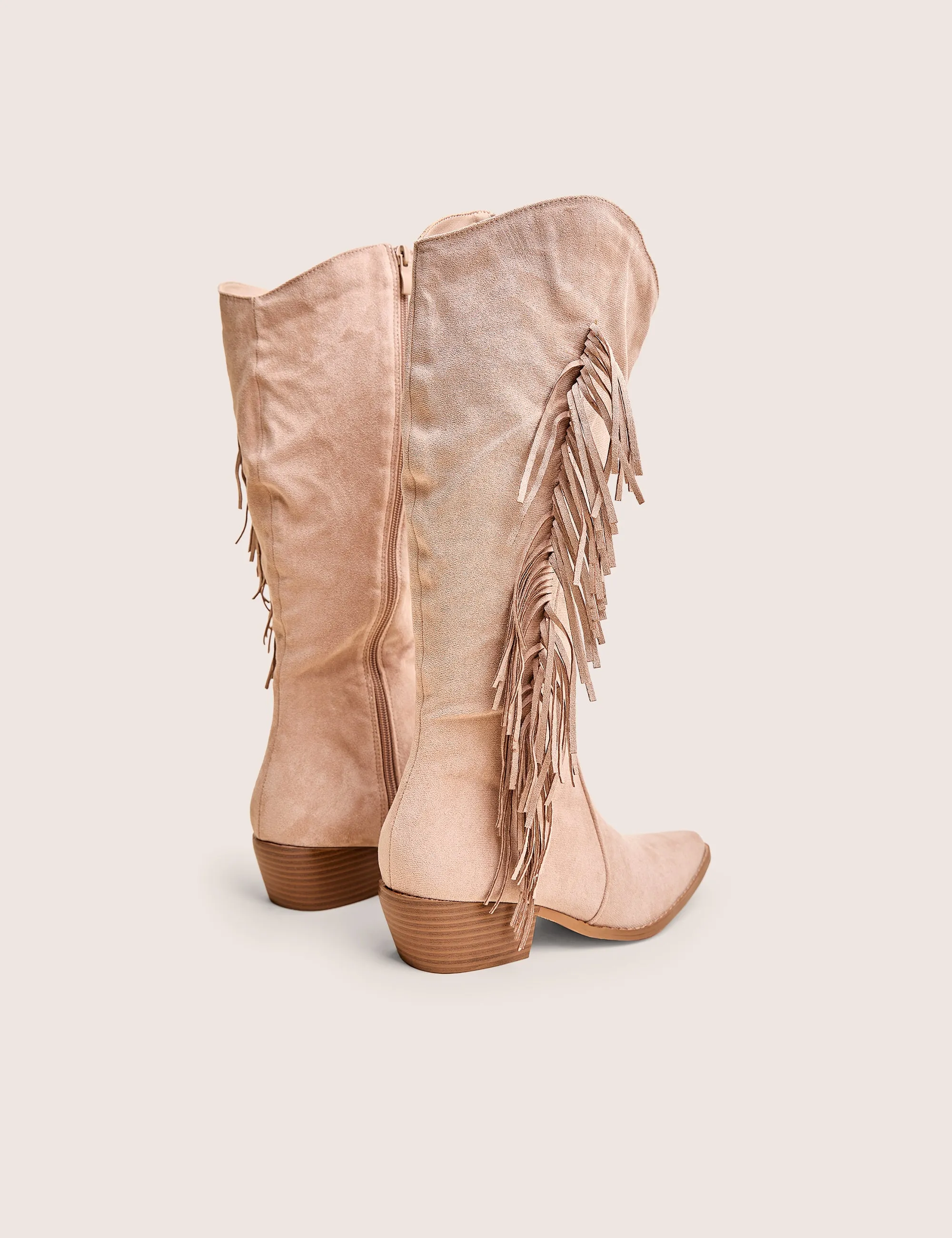 Tucker Beige Faux Suede Knee High Tassle Detail Western Boots sold by Public Desire product image thumbnail 3