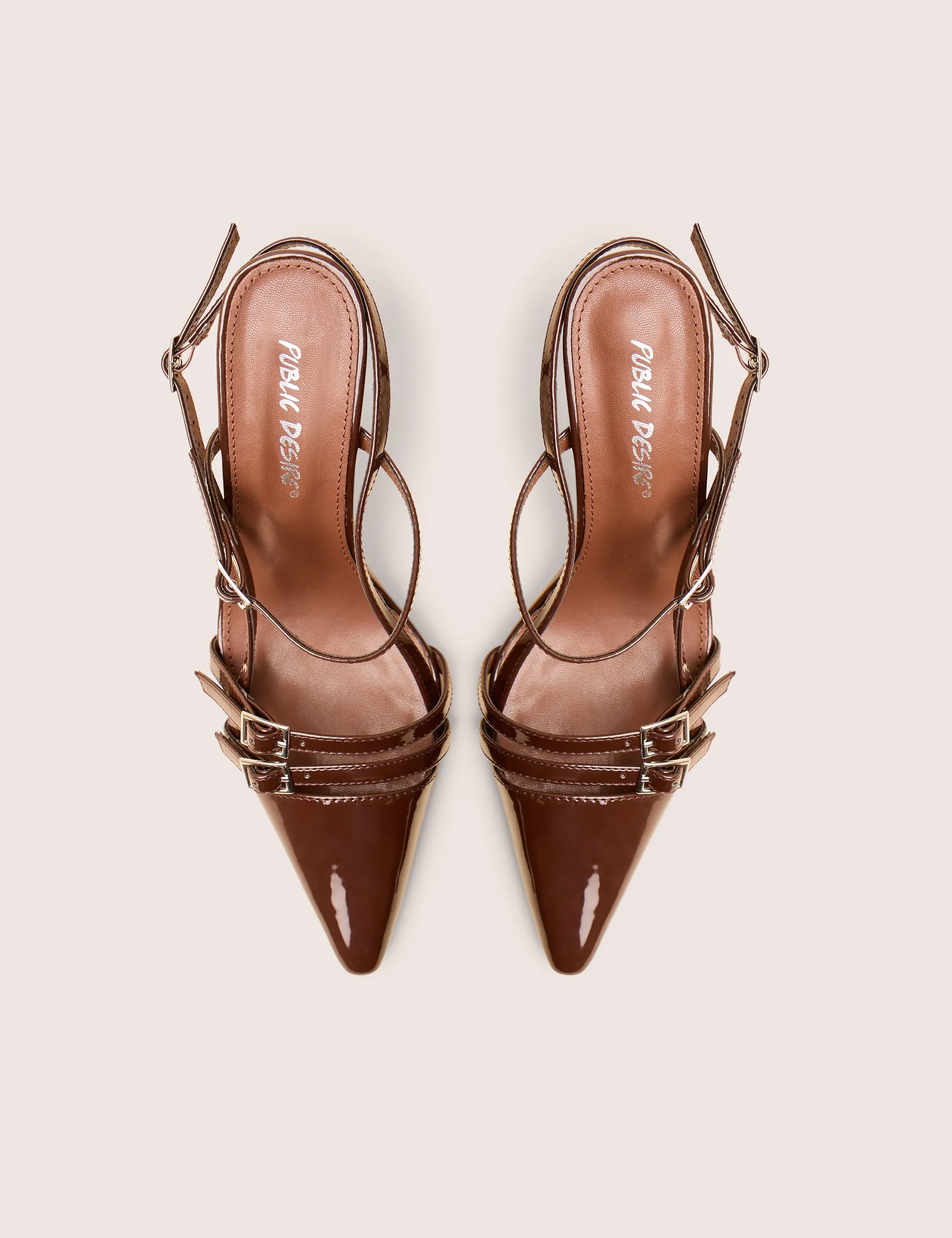 Sushi Brown Patent Buckle Detail Slingback Court Shoes sold by Public Desire product image thumbnail 2