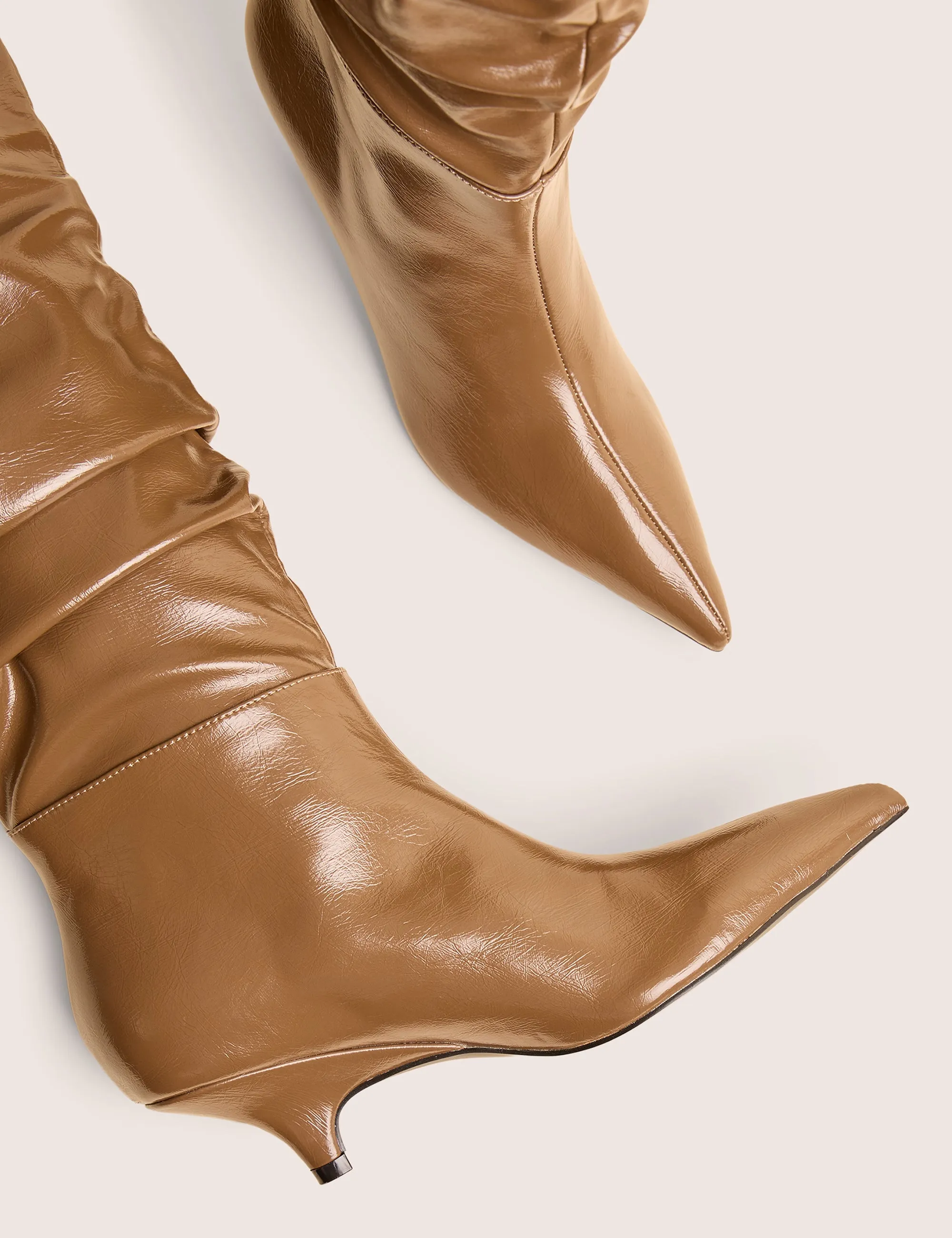 La Dolce Vita Taupe Ruched Kitten Heel Knee High Boots sold by Public Desire product image thumbnail 4