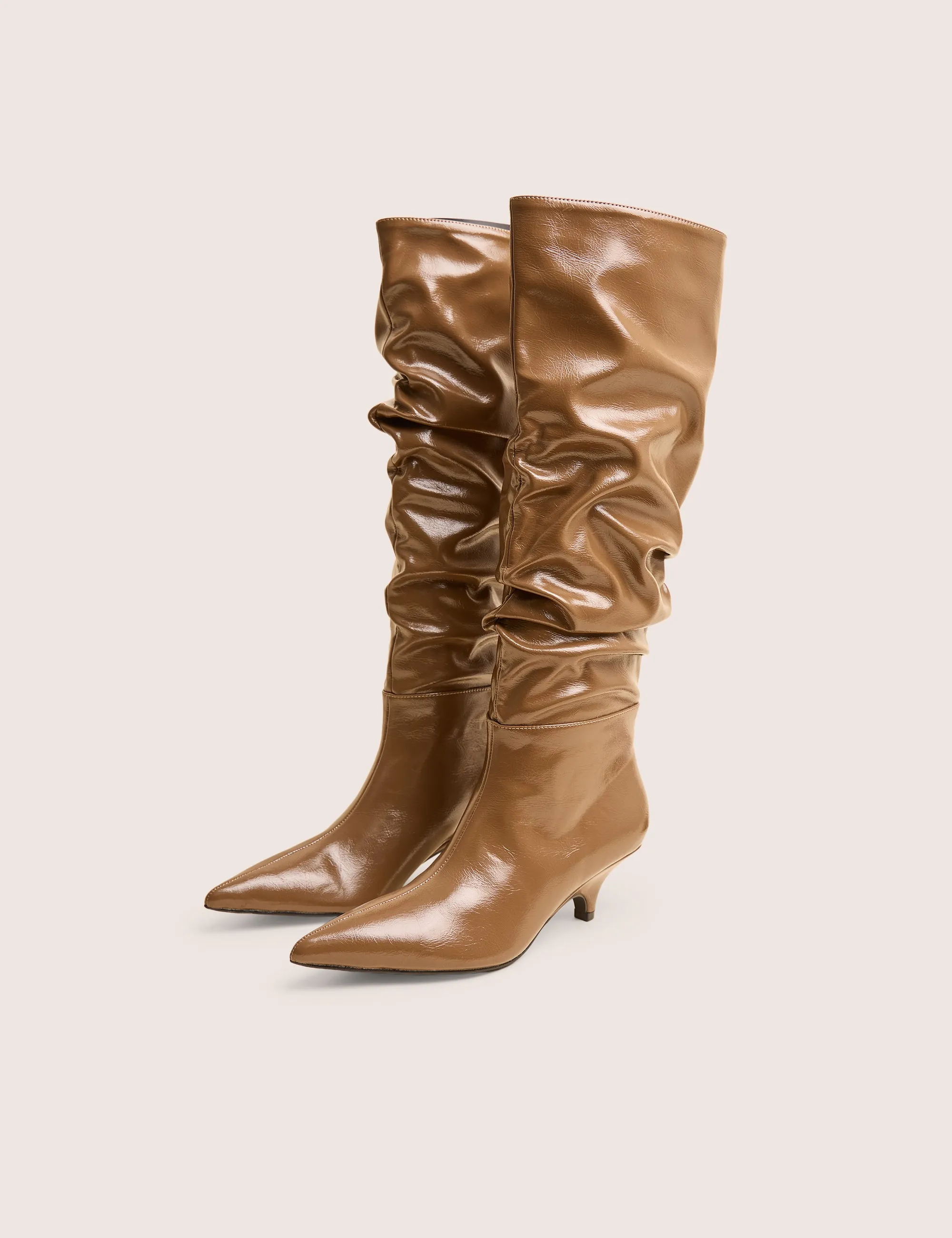 La Dolce Vita Taupe Ruched Kitten Heel Knee High Boots sold by Public Desire product image thumbnail 2