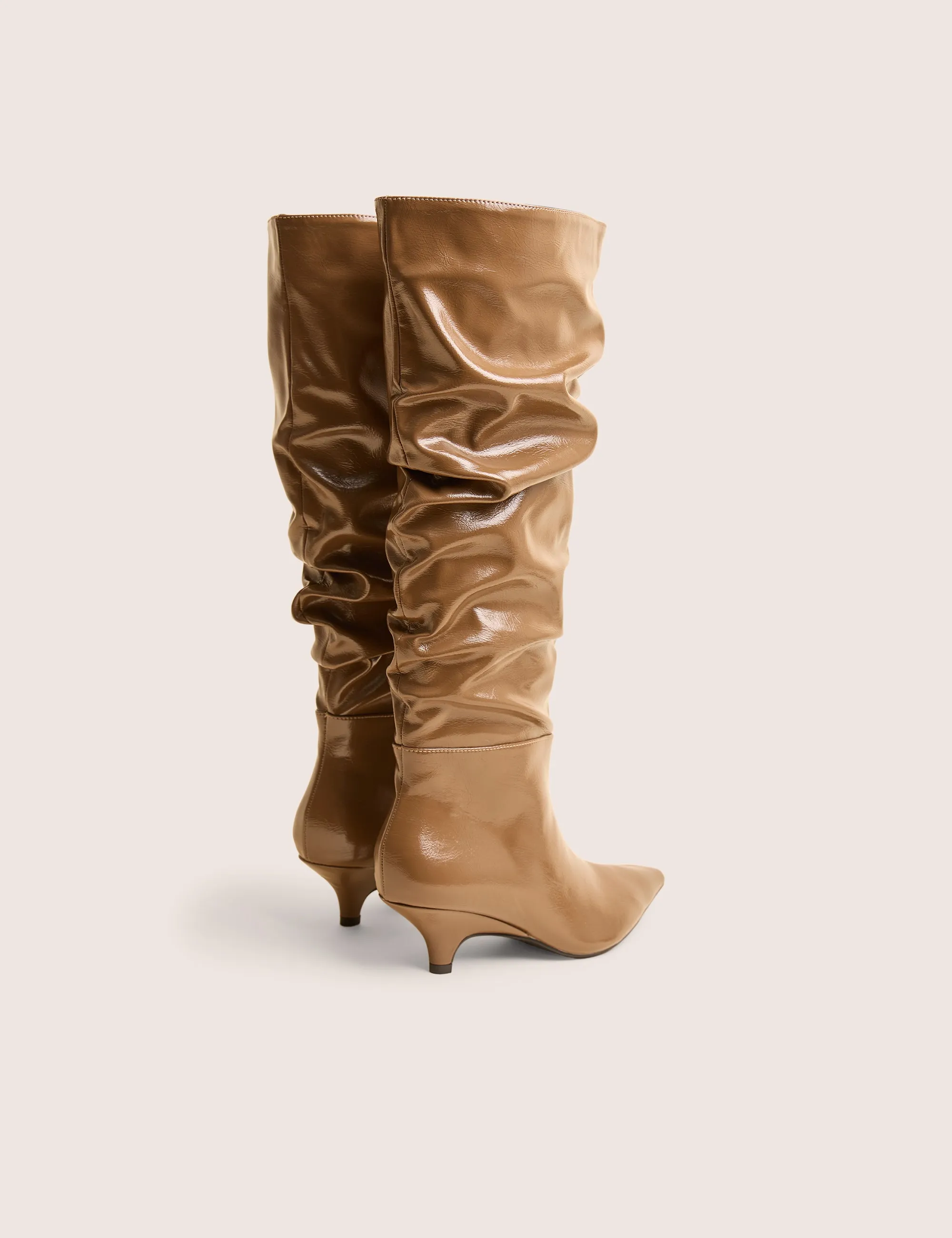 La Dolce Vita Taupe Ruched Kitten Heel Knee High Boots sold by Public Desire product image thumbnail 3