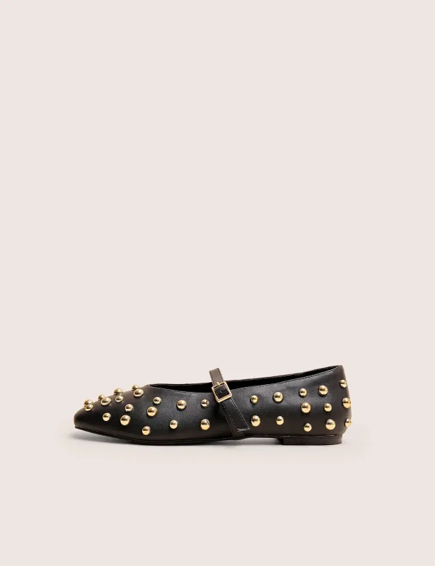 Elsie Black Studded Ballerina Flats sold by Public Desire
