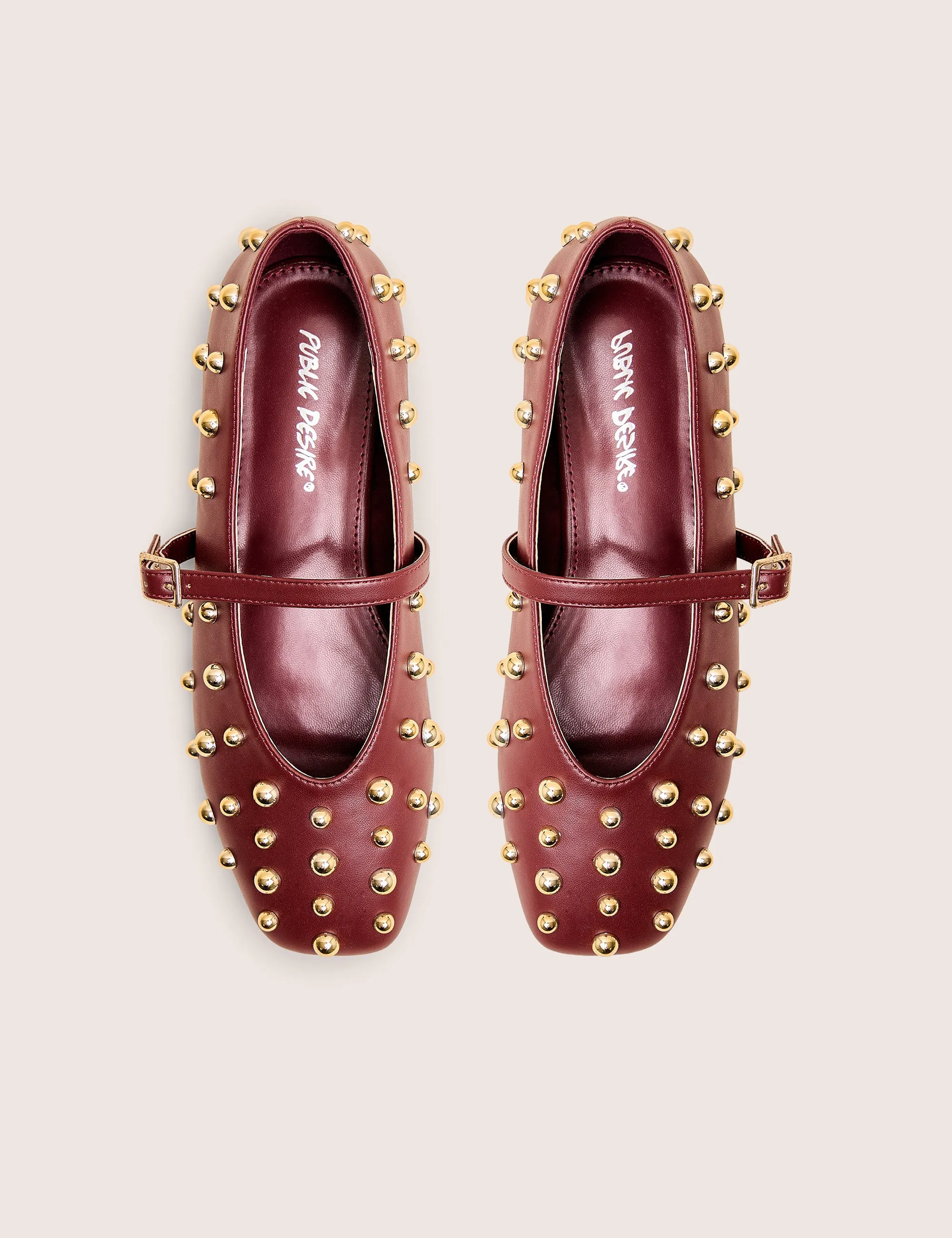 Elsie Burgundy Studded Ballerina Flats sold by Public Desire product image thumbnail 2