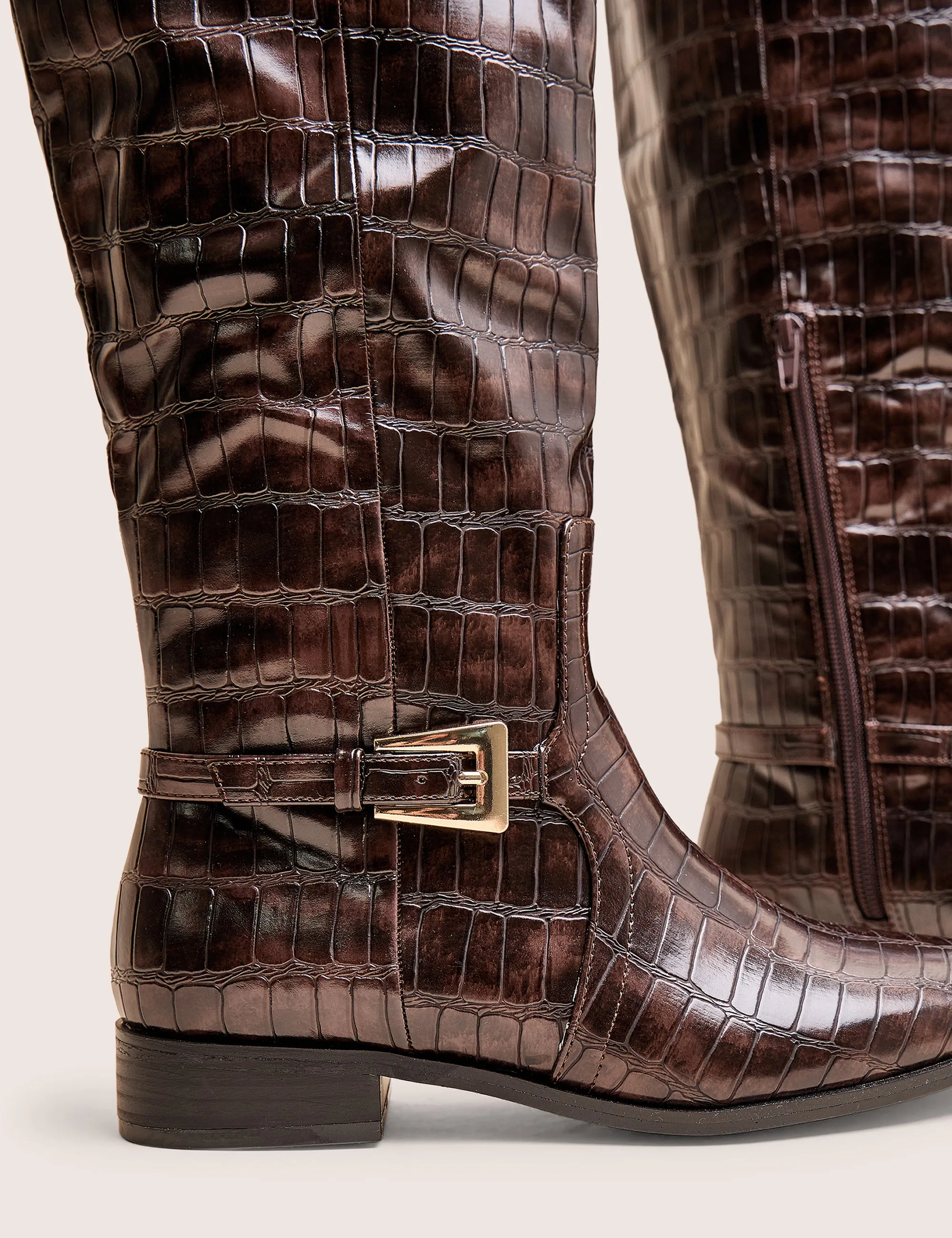 Mackie Brown Croc Buckle Detail Knee High Riding Boot sold by Public Desire product image thumbnail 4
