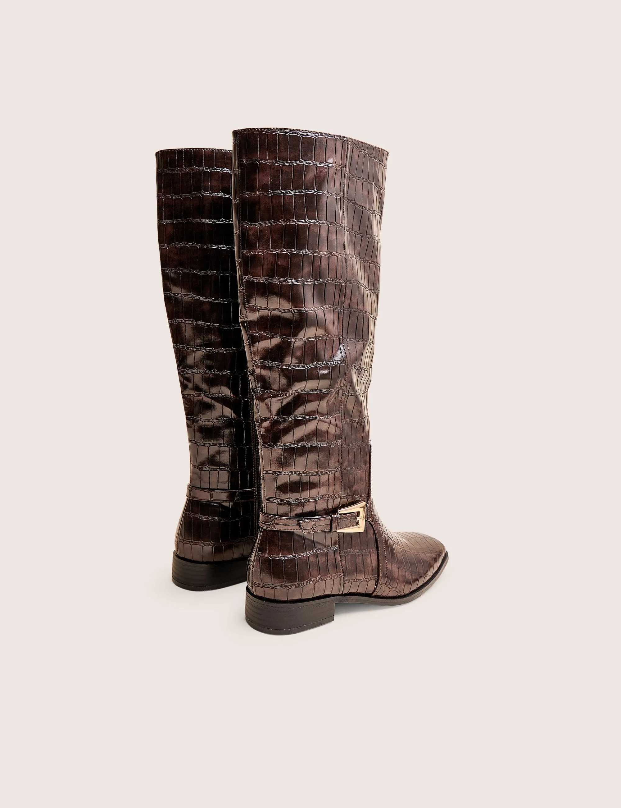 Mackie Brown Croc Buckle Detail Knee High Riding Boot sold by Public Desire product image thumbnail 3