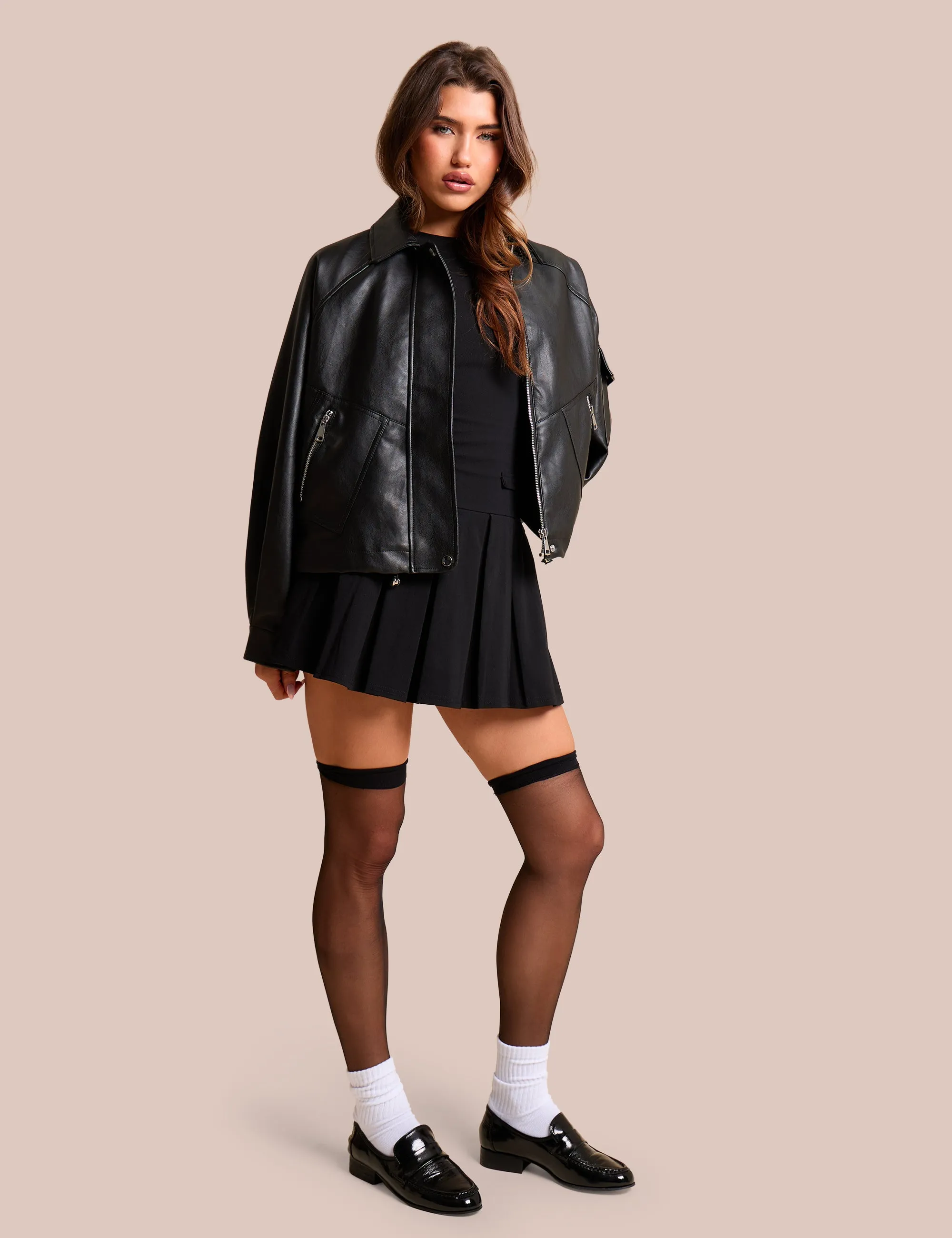 Oversized Faux Leather Biker Jacket Black sold by Public Desire product image thumbnail 3
