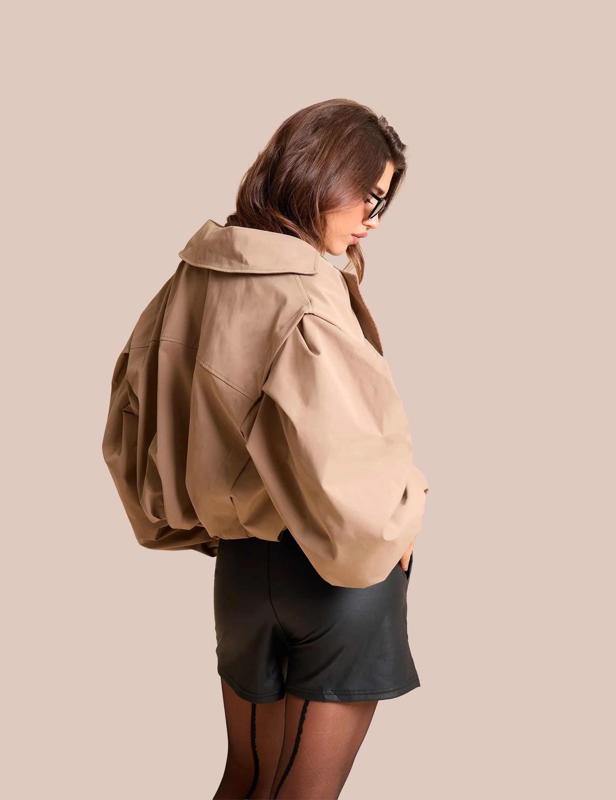 Cropped Double Breasted Trench Coat Beige sold by Public Desire product image thumbnail 4