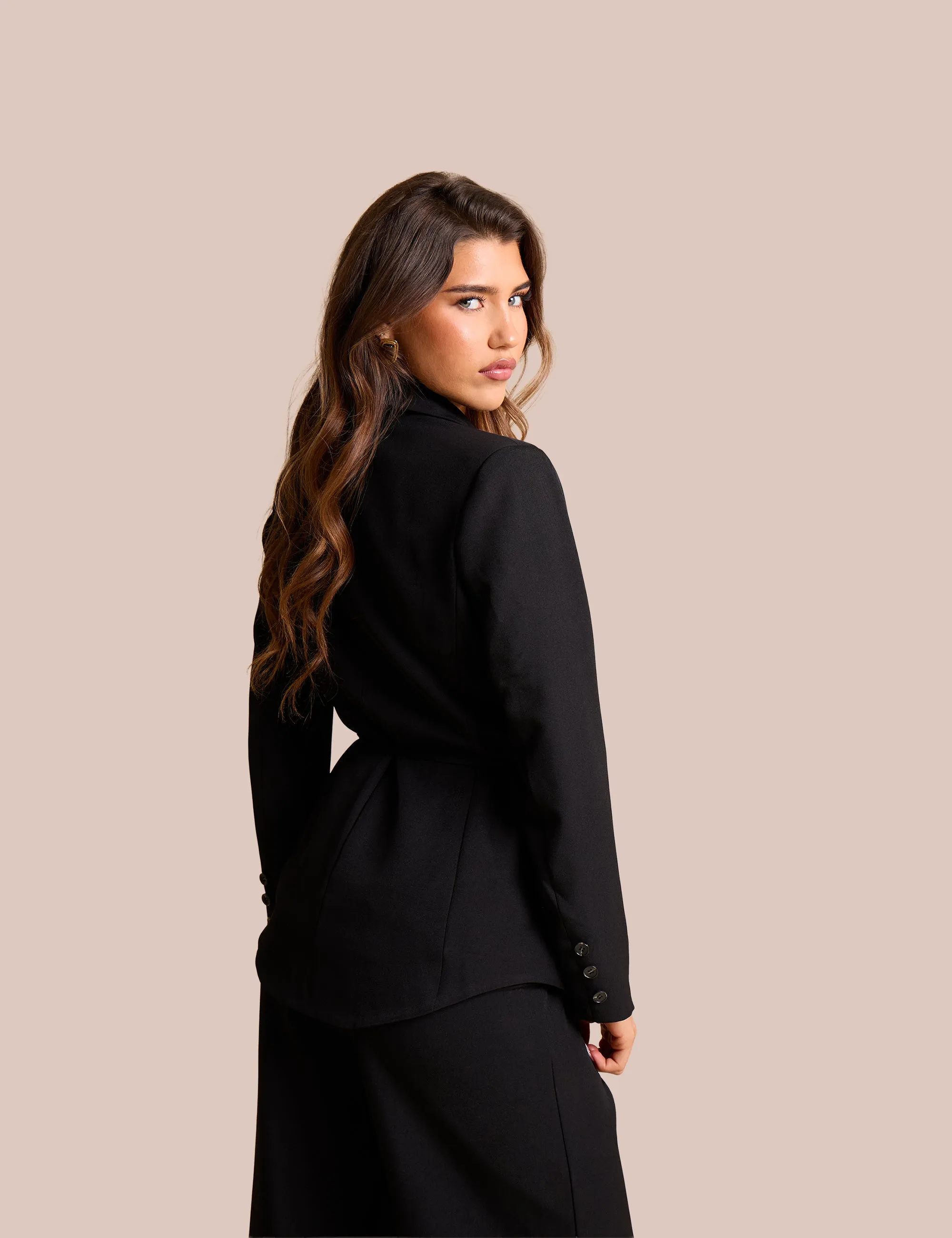 Tie Detail Single Breasted Blazer Black sold by Public Desire product image thumbnail 4