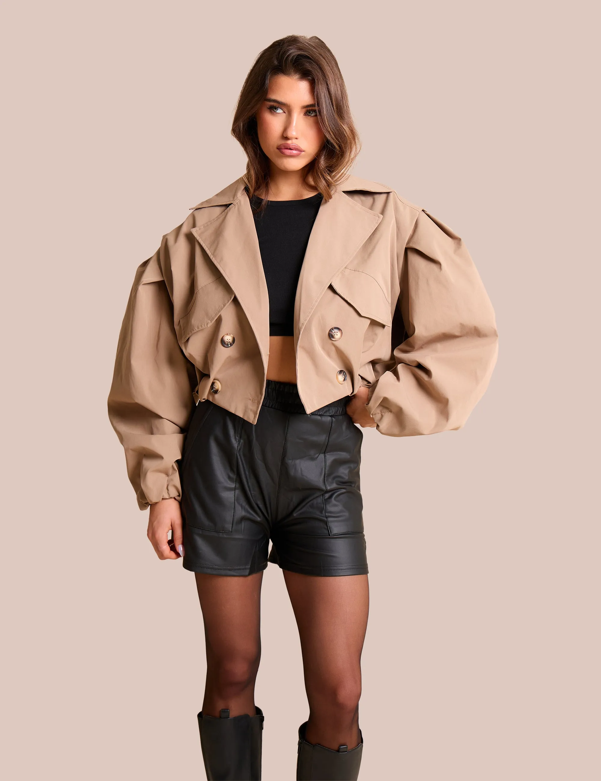 High Waist Faux Leather Mini Shorts Black sold by Public Desire product image thumbnail 2