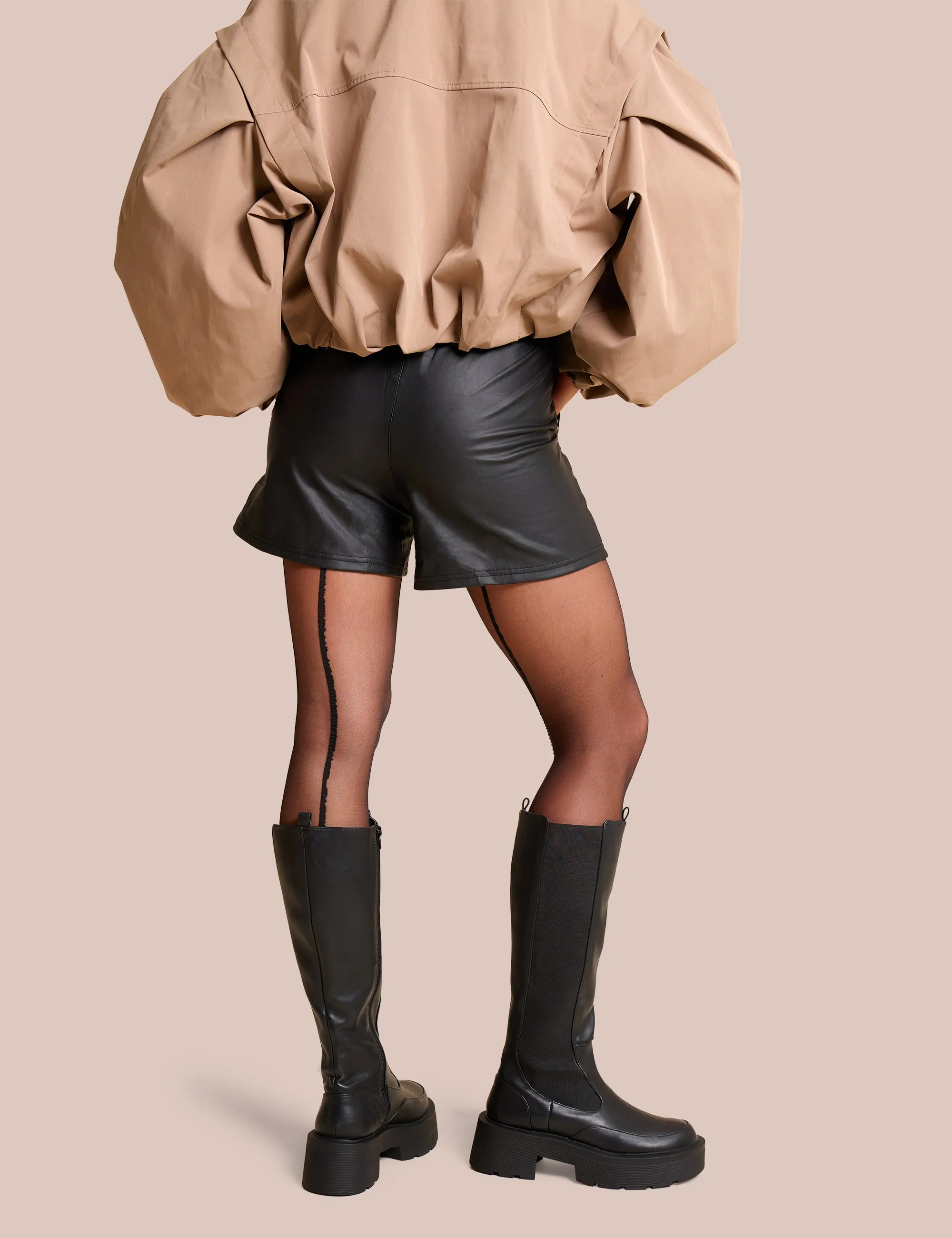 High Waist Faux Leather Mini Shorts Black sold by Public Desire product image thumbnail 5