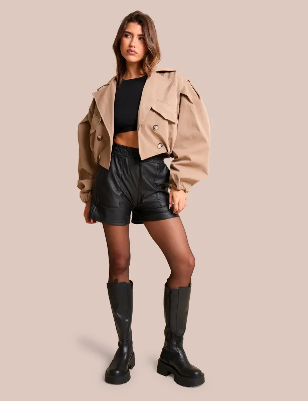 High Waist Faux Leather Mini Shorts Black sold by Public Desire