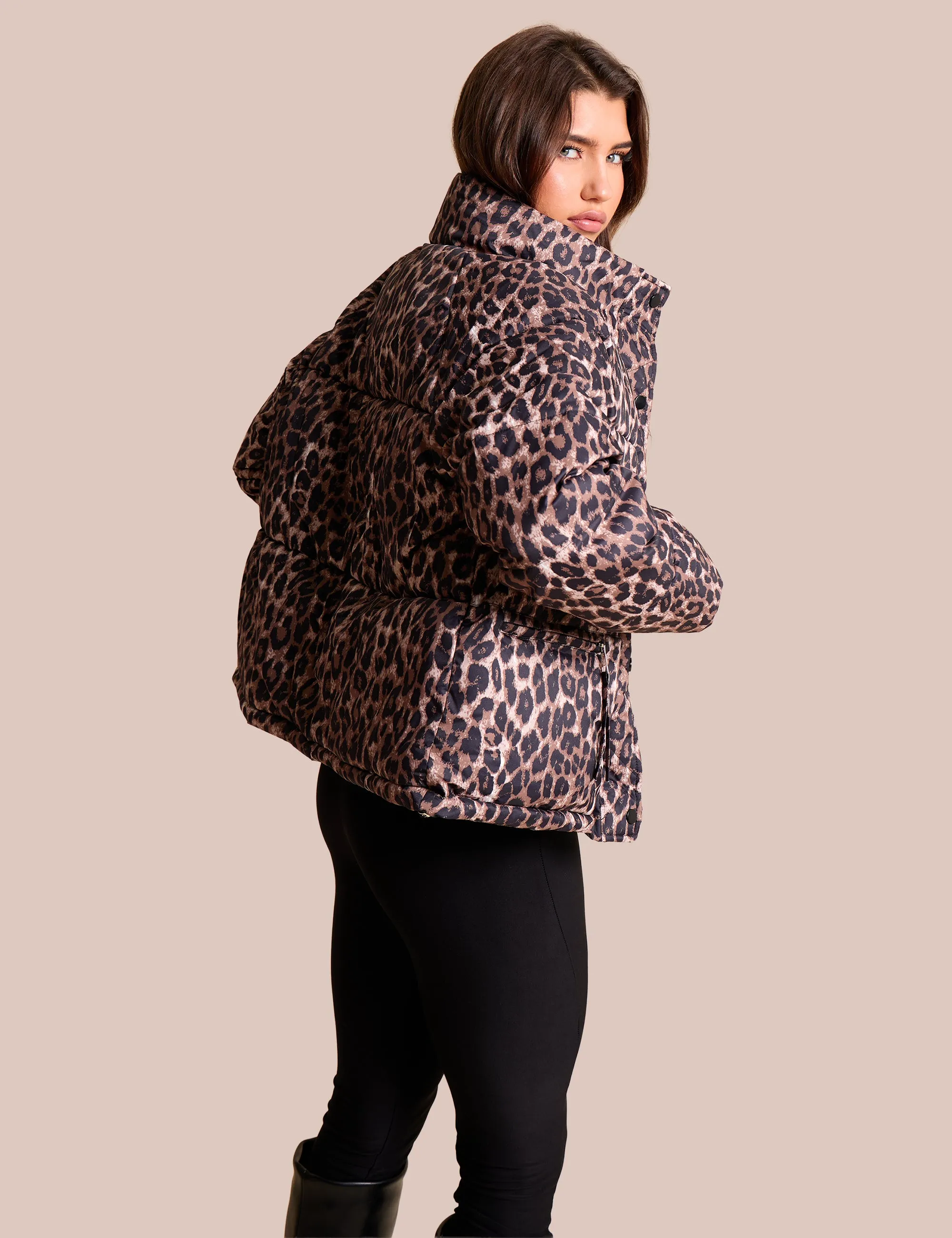 Padded Puffer Coat Leopard Print sold by Public Desire product image thumbnail 4