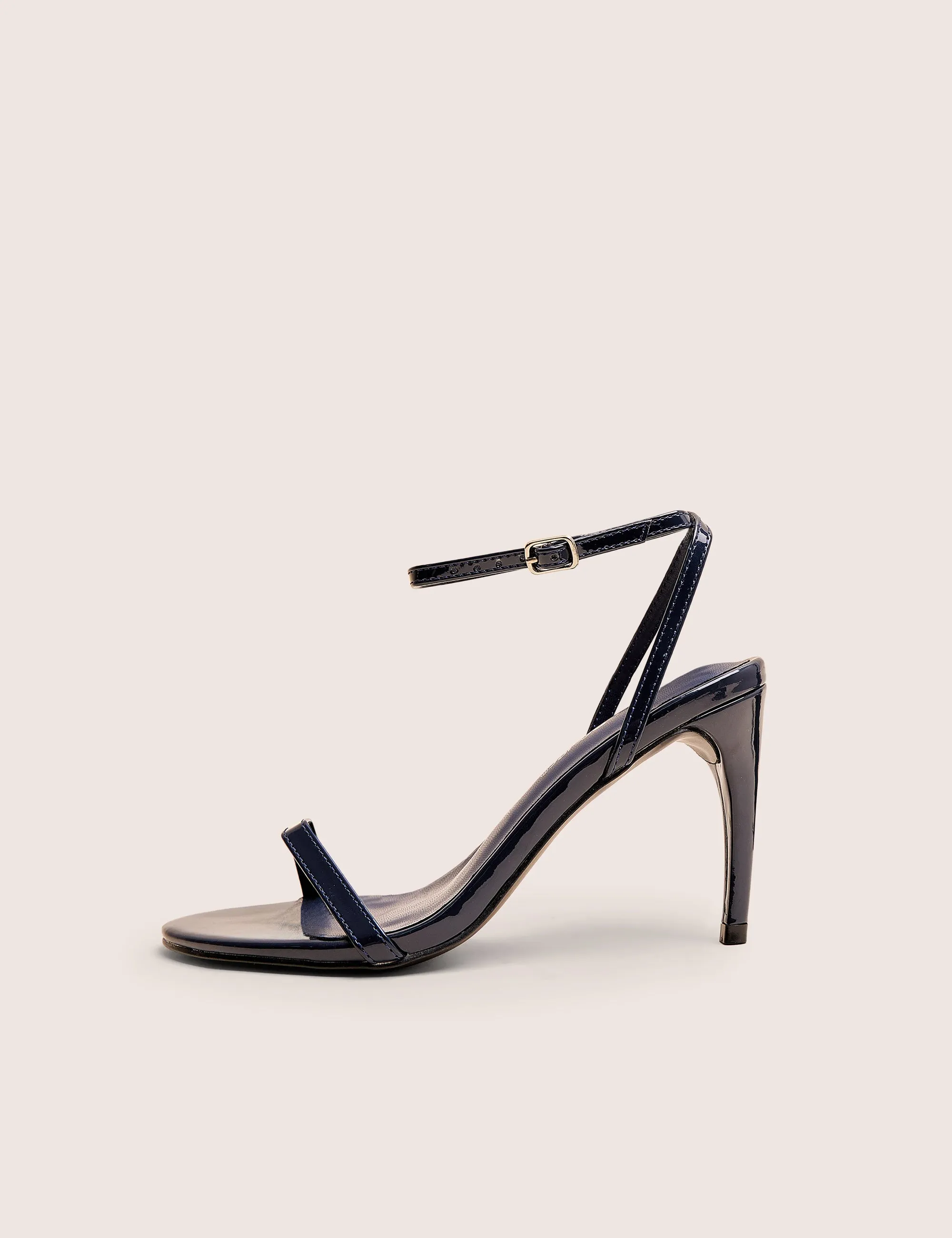 Selene Navy Patent Curved Heels Barely There sold by Public Desire