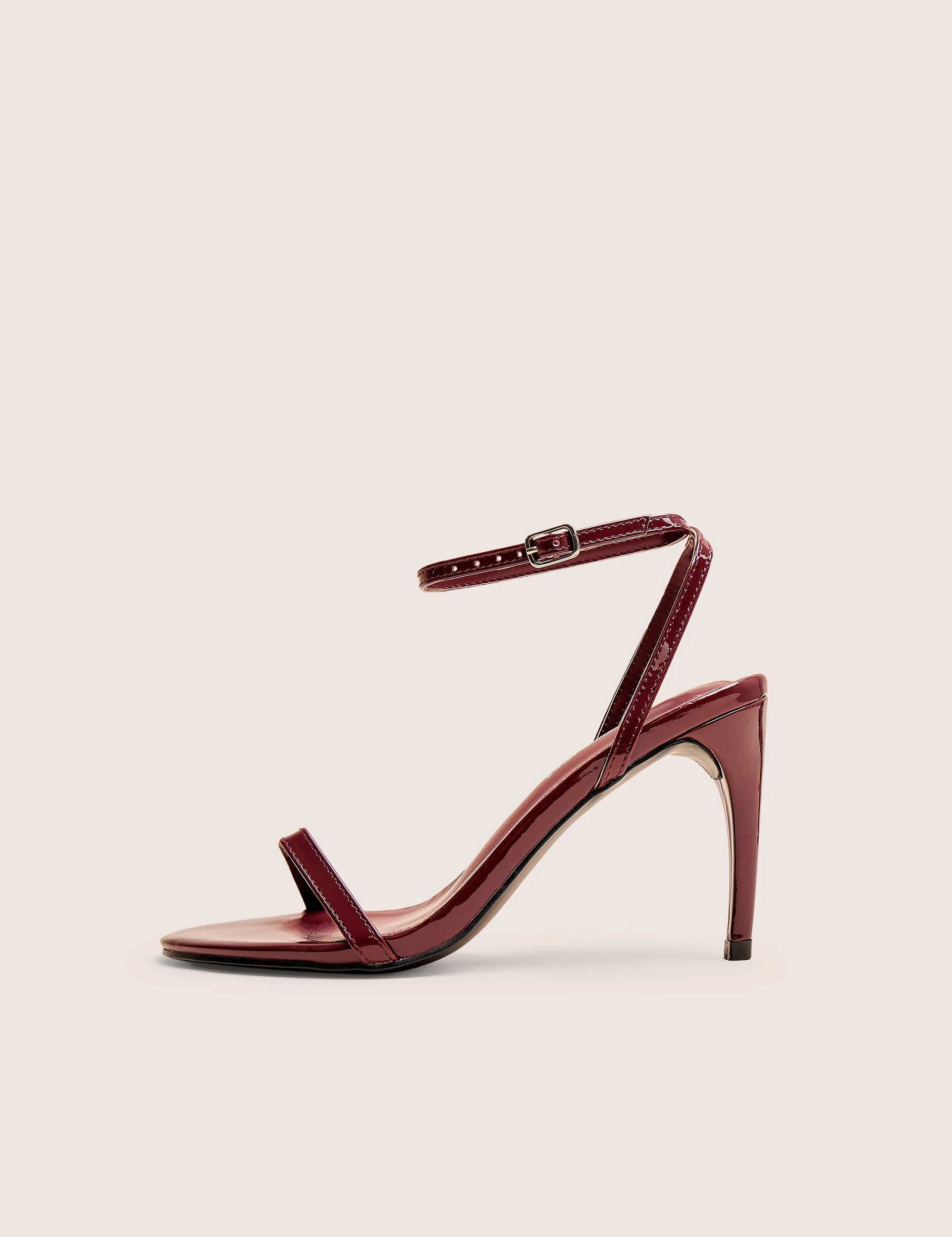 Selene Burgundy Patent Curved Heels Barely There sold by Public Desire