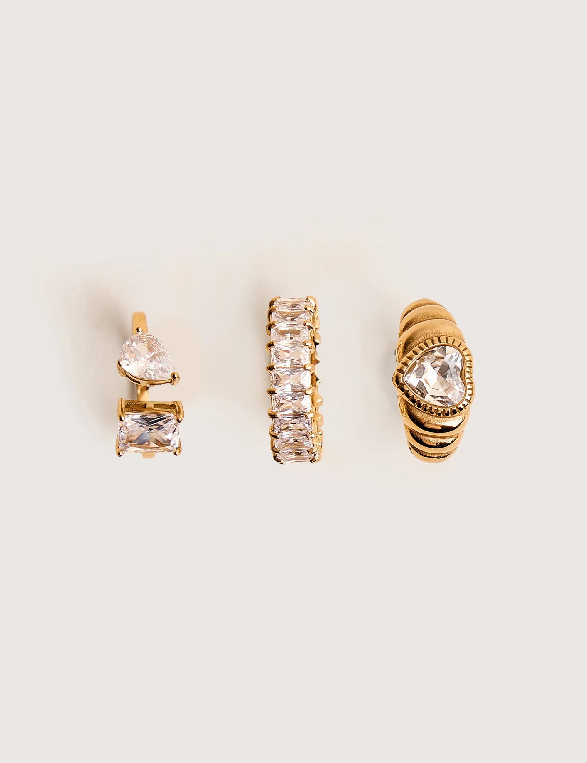 Diamante 3 Pack Jewelled Ring Set Gold sold by Public Desire