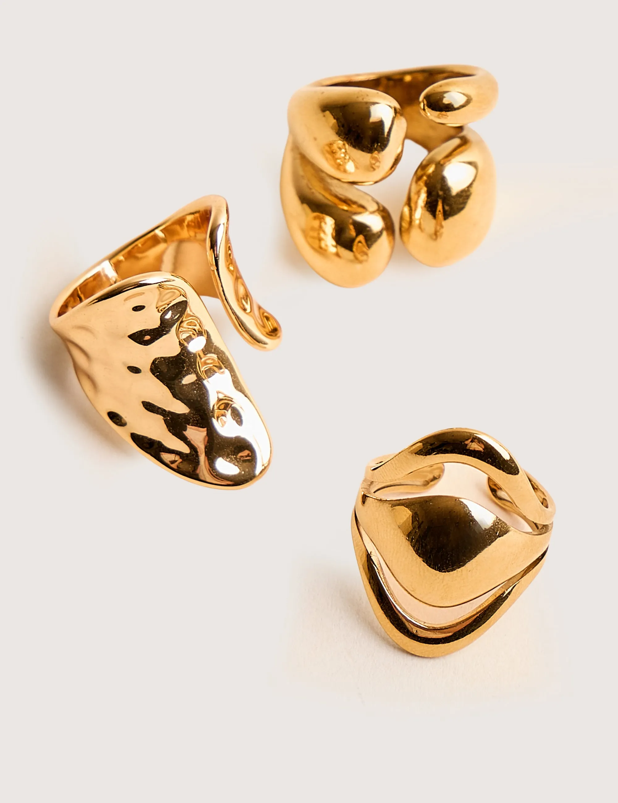 Chunky Abstract 3 Pack Classic Ring Stack Gold sold by Public Desire