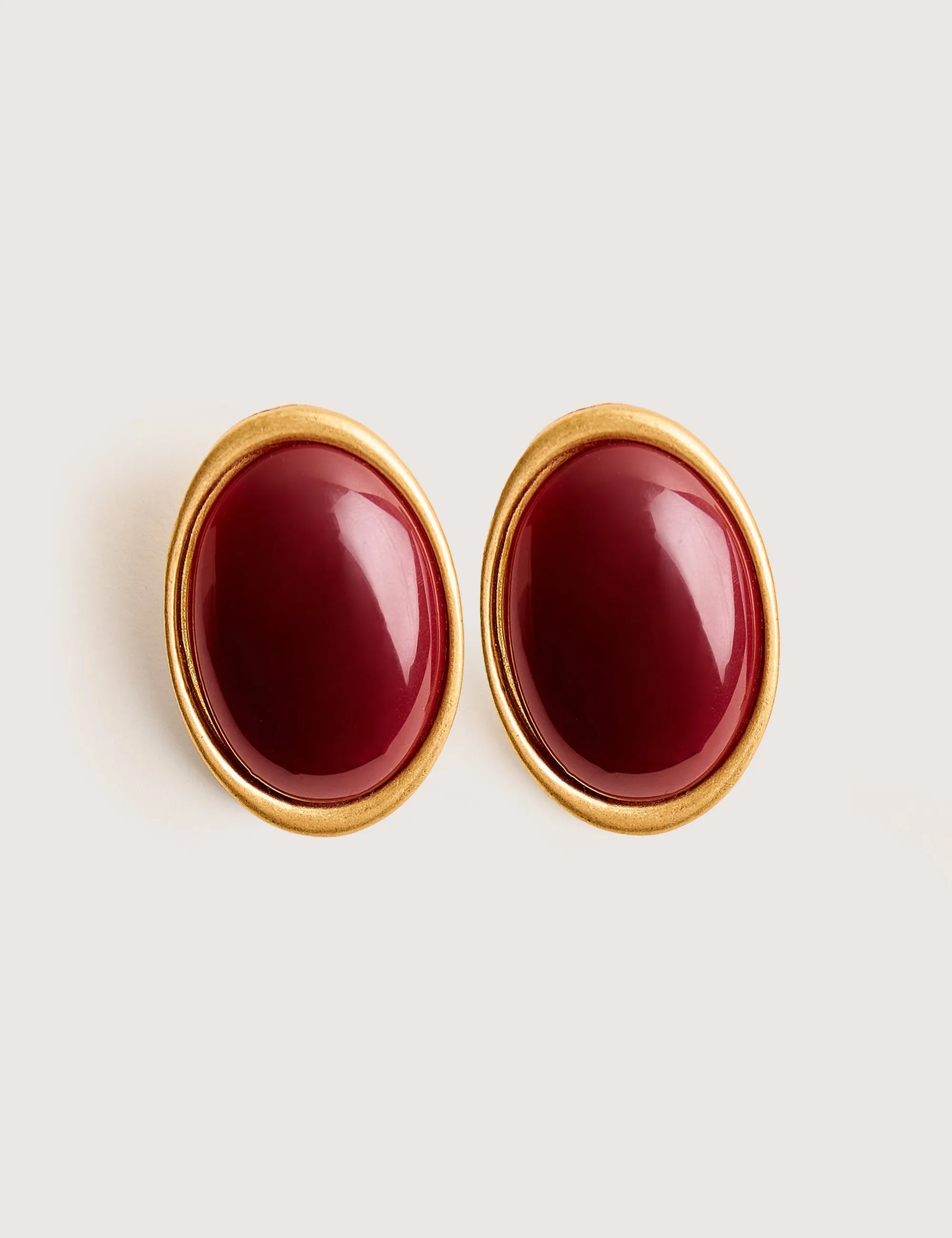 Statement Oversized Oval Studs Burgundy sold by Public Desire