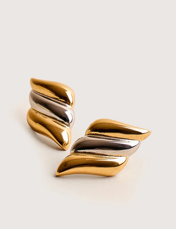 Mixed Metal Wings Earrings Gold & Silver made by Public Desire