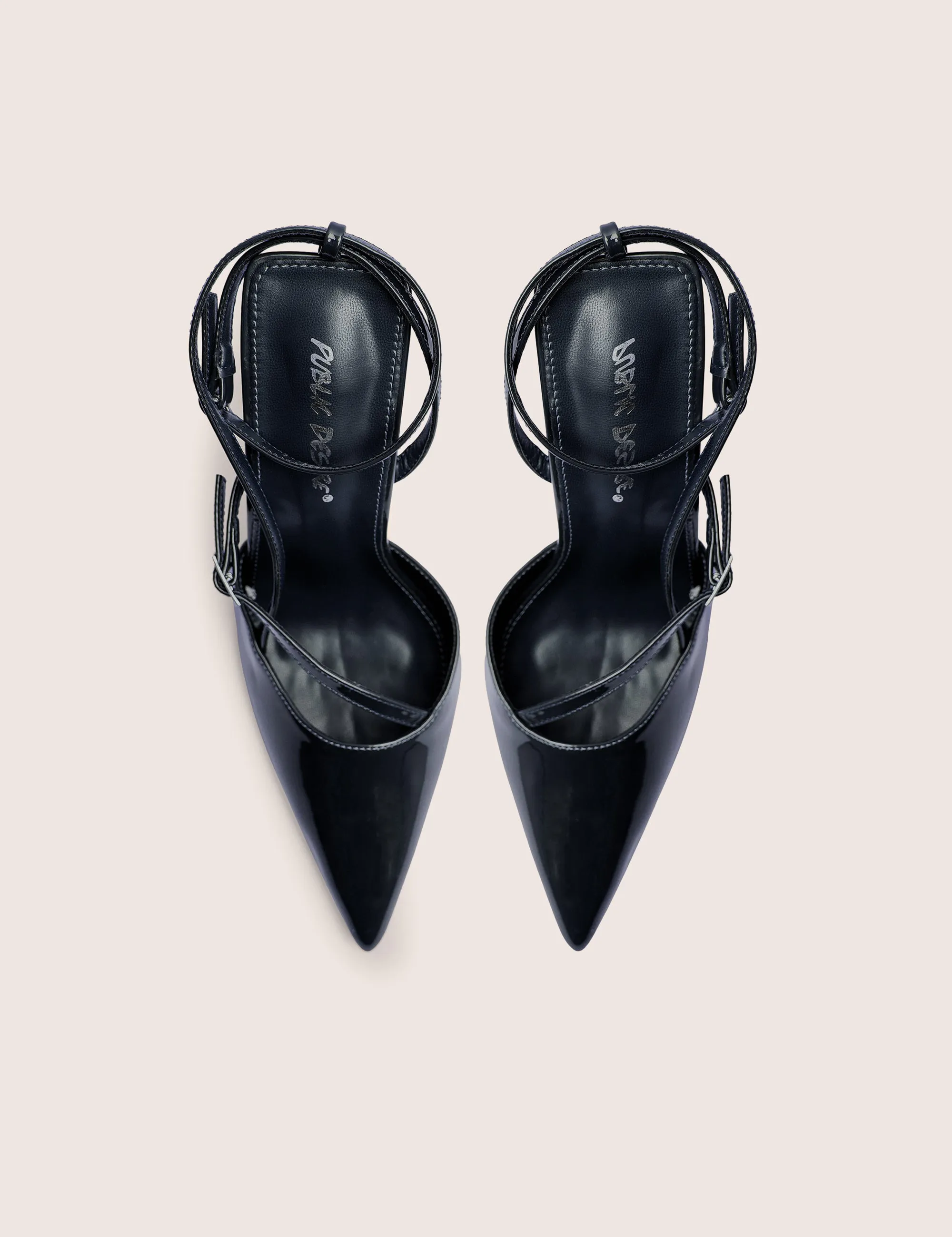 Idol Navy Patent Buckle Strappy Detail Stiletto Court High Heels sold by Public Desire product image thumbnail 4