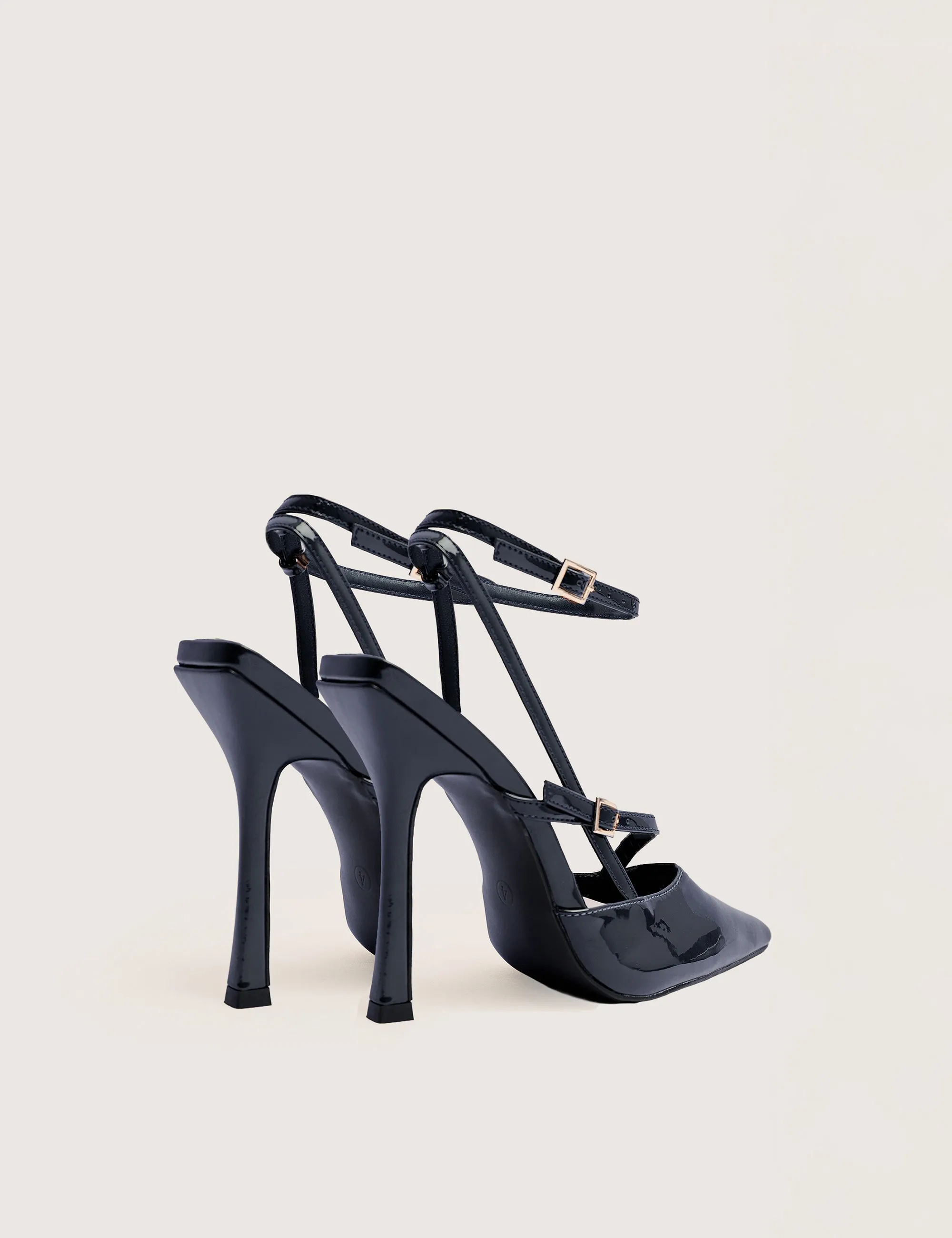 Idol Navy Patent Buckle Strappy Detail Stiletto Court High Heels sold by Public Desire product image thumbnail 3