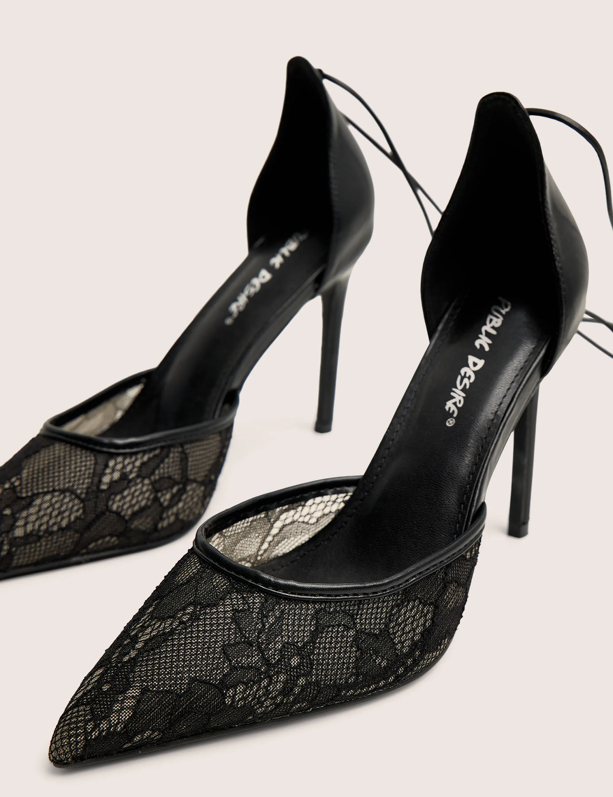 Laced Up Black Lace Wrap Around Pointed Toe Heels sold by Public Desire product image thumbnail 4