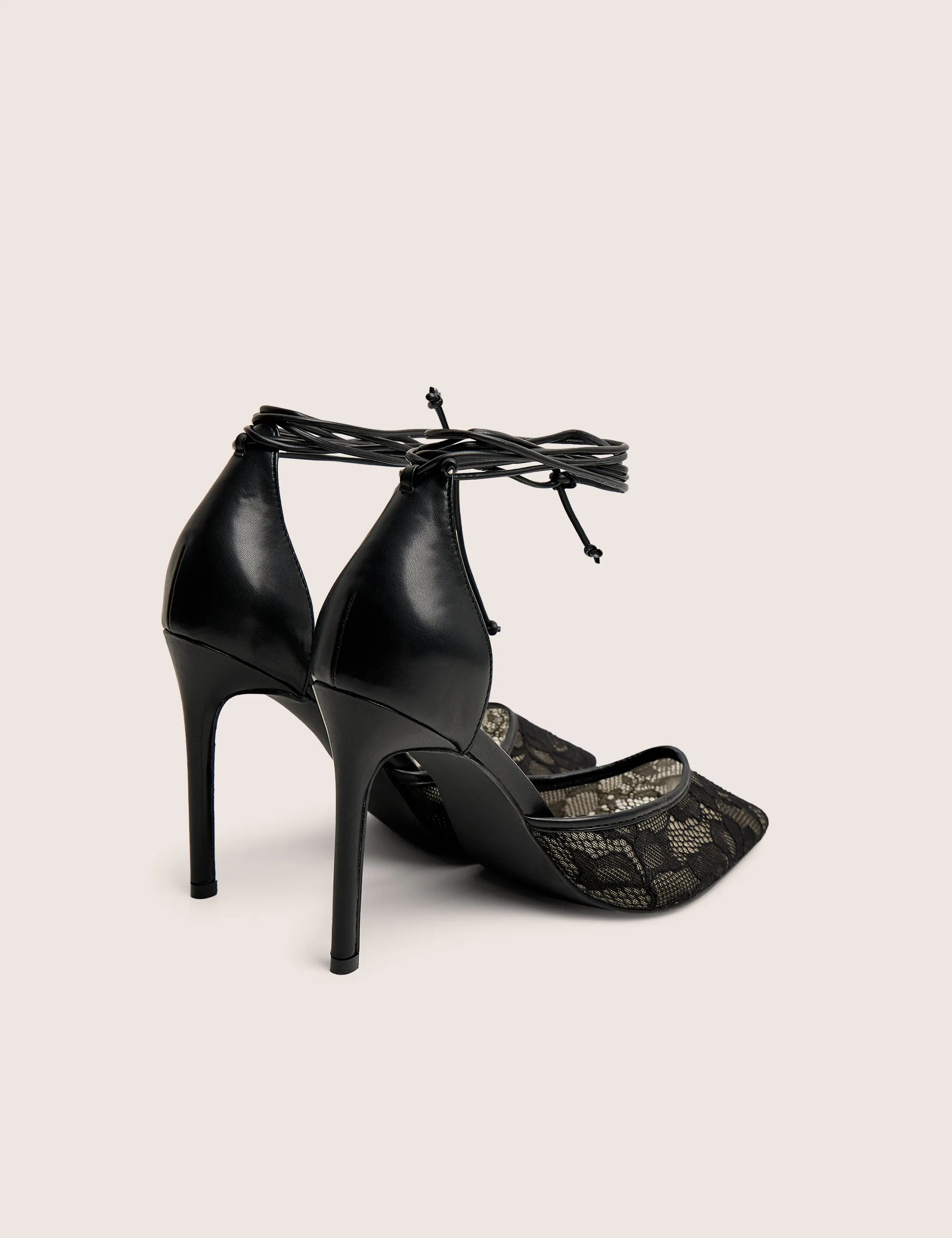 Laced Up Black Lace Wrap Around Pointed Toe Heels sold by Public Desire product image thumbnail 3