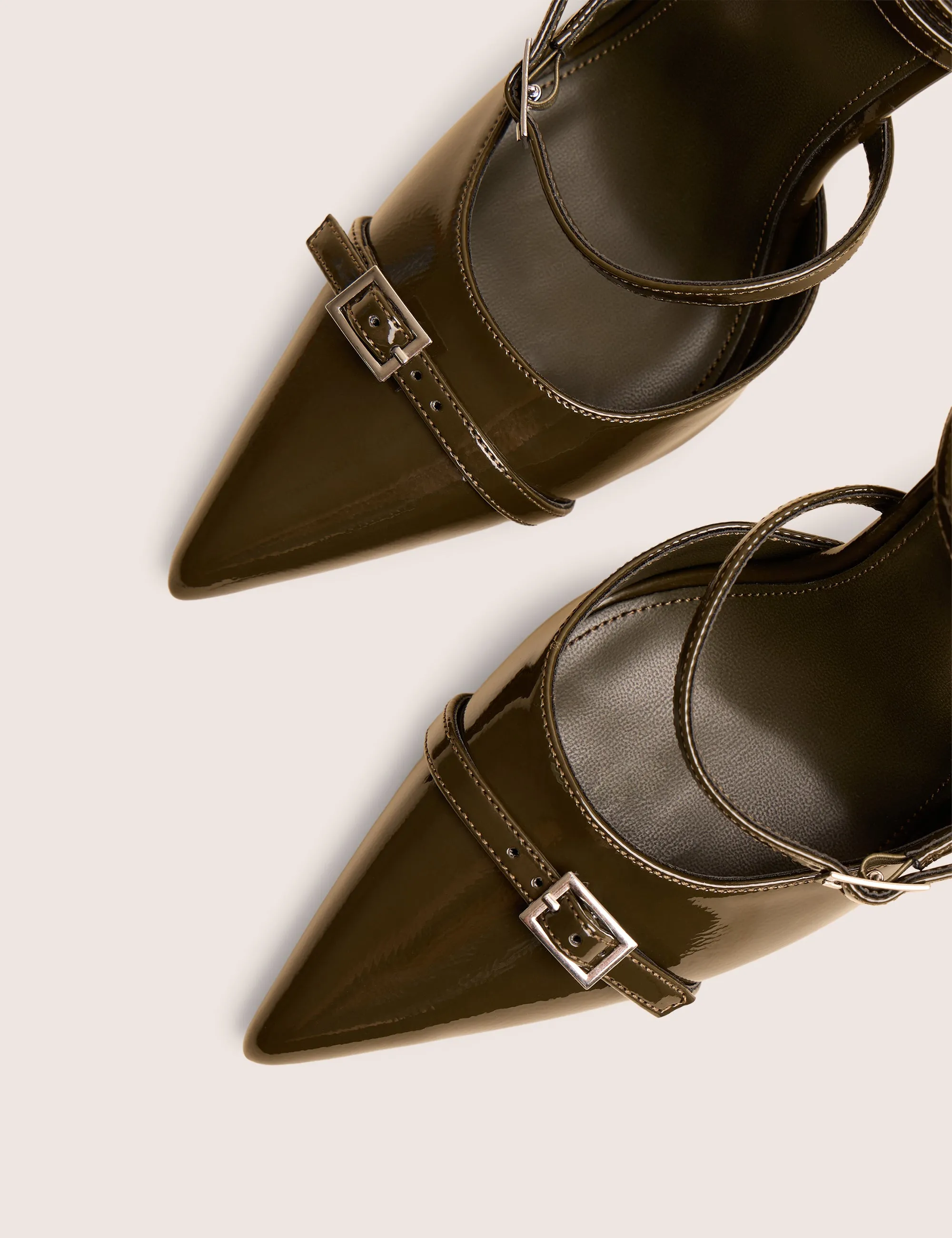 Viper Green Patent Three Strap Buckle Detail Court Heels sold by Public Desire product image thumbnail 4