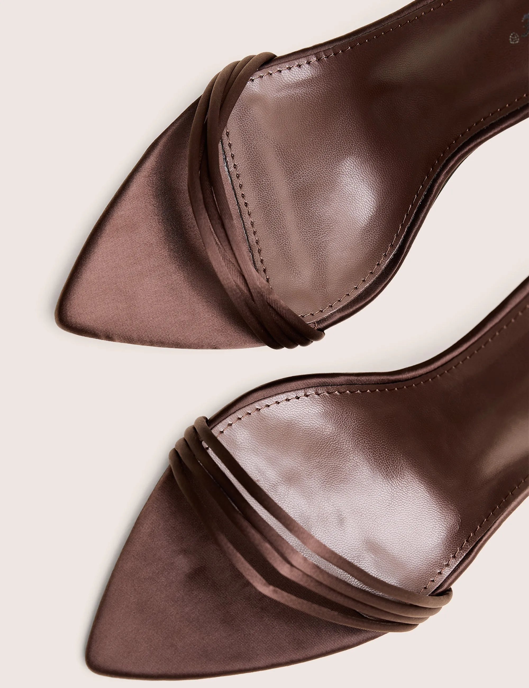 Merlot Brown Satin Lace Up Wrap Around Pointed Toe Stiletto Heels sold by Public Desire product image thumbnail 4