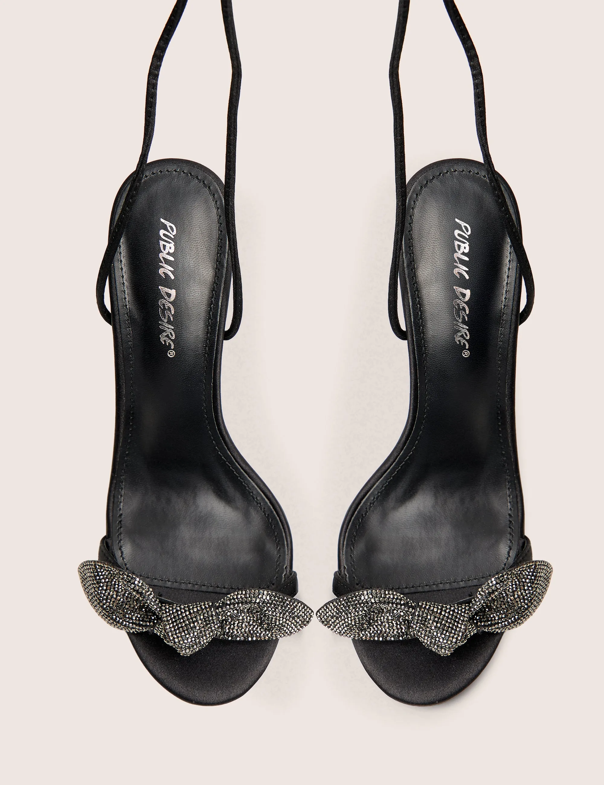 Rose Black Embellished Bow Tie Wrap Around Heels sold by Public Desire product image thumbnail 2