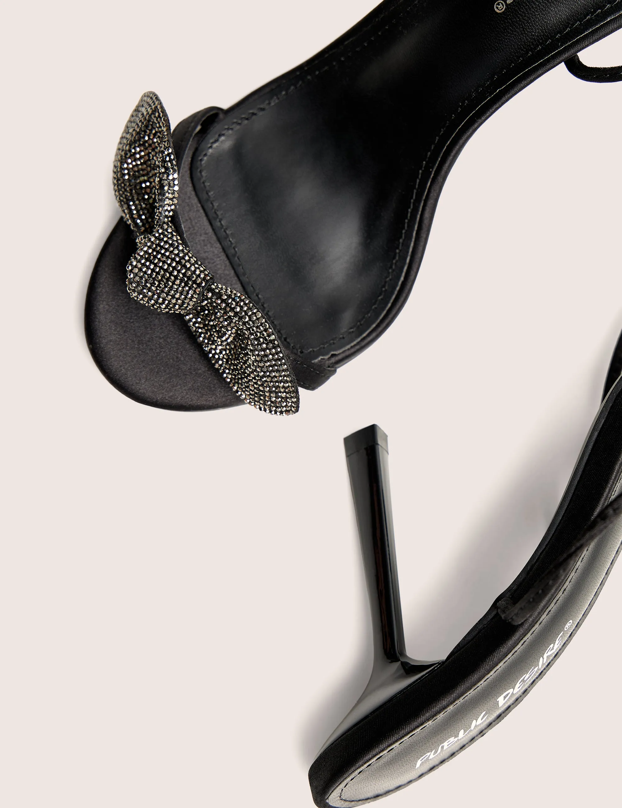Rose Black Embellished Bow Tie Wrap Around Heels sold by Public Desire product image thumbnail 4