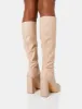 Christina Wide Fit Nude Pu Pointed Toe Block Heel Knee High Boots sold by Public Desire