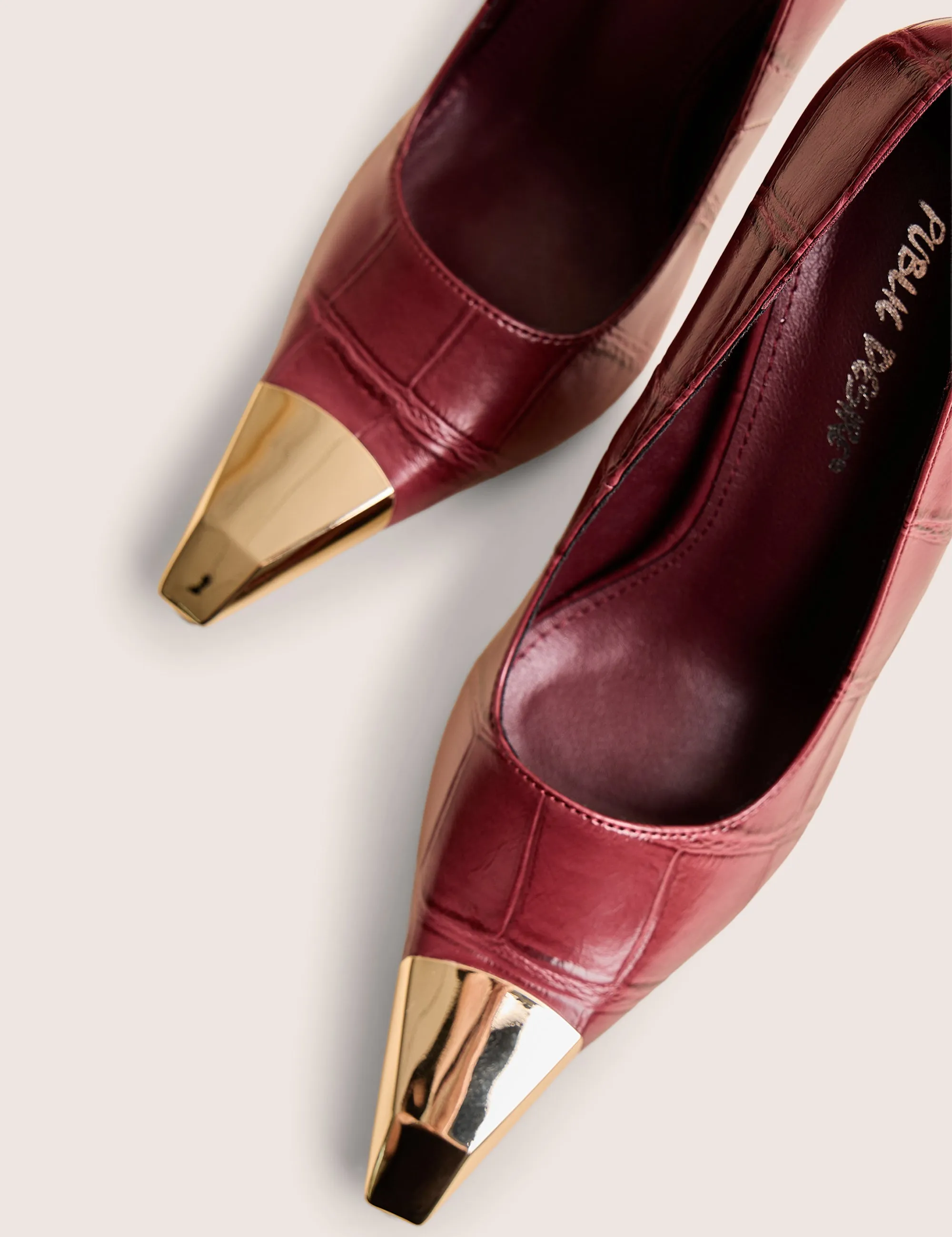 Rotate Burgundy Croc Gold Toe Detail Court High Heels sold by Public Desire product image thumbnail 5