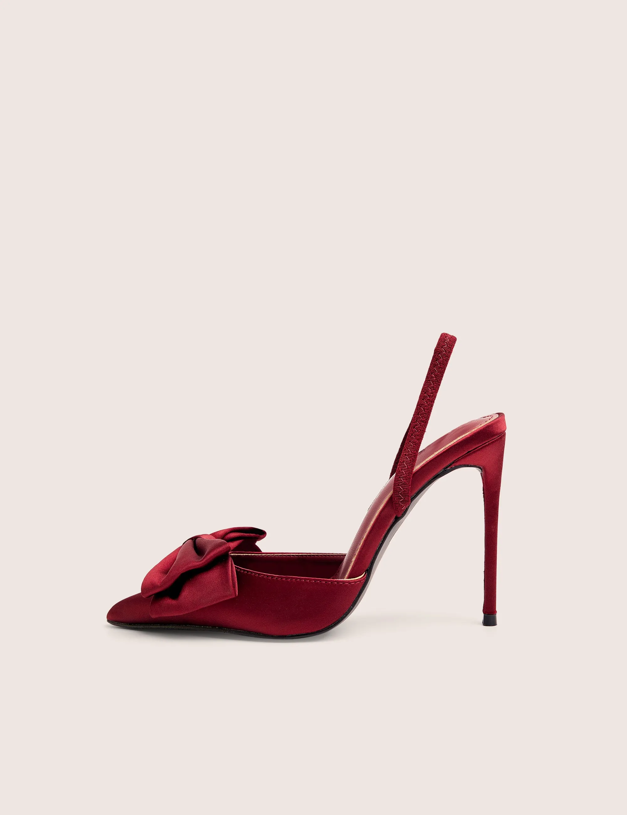 Pepper Burgundy Bow Detail Slingback High Heels sold by Public Desire