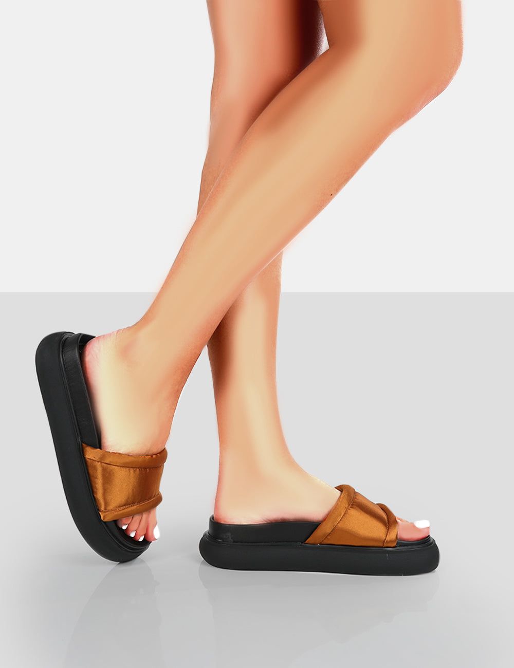 Demi Brown Satin Slider Sandals sold by Public Desire product image thumbnail 4