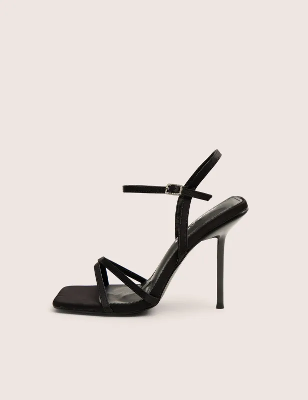 Moss Black Velvet Strappy Stiletto Heels sold by Public Desire