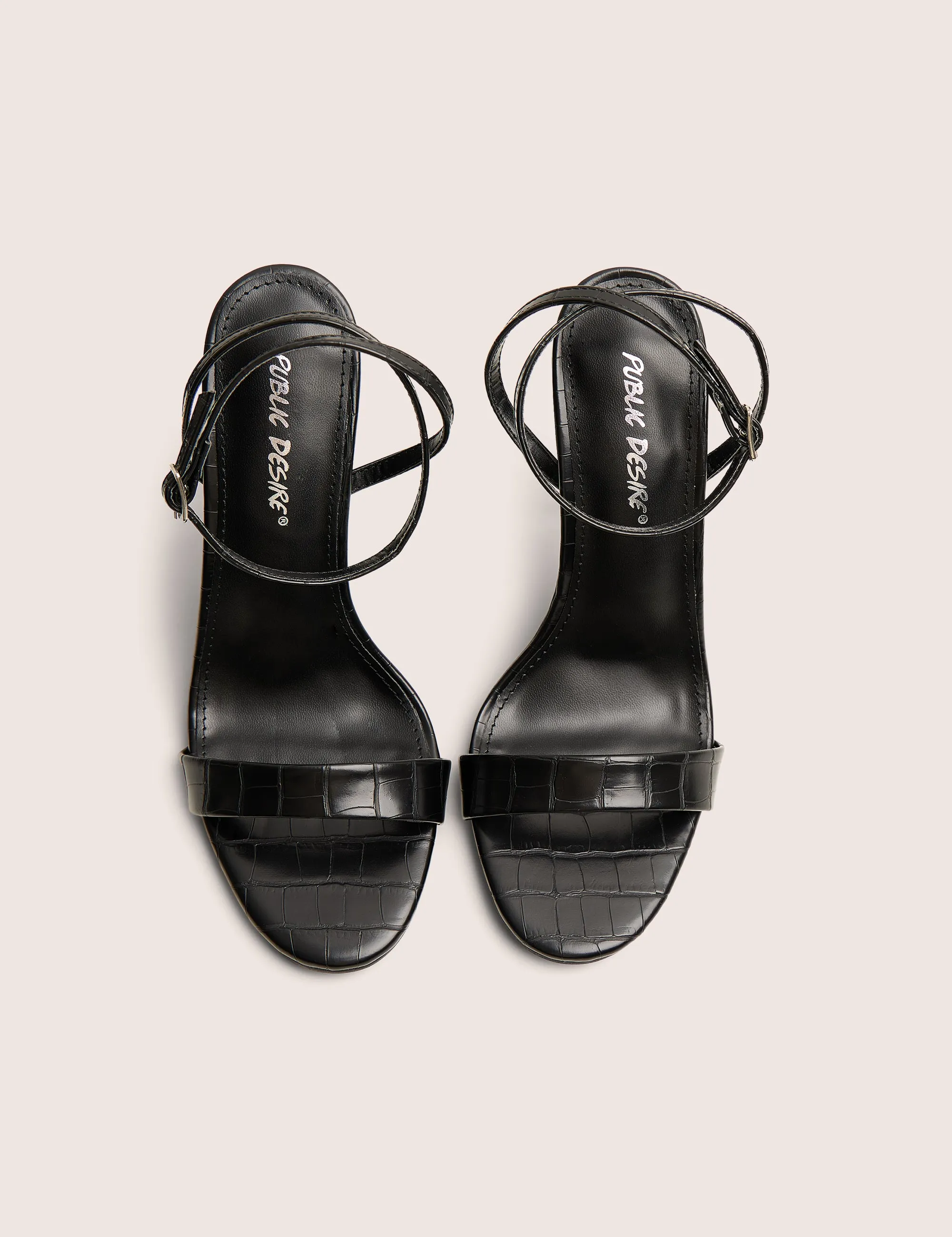 Soho Black Croc Barely There Strappy Stiletto Heels sold by Public Desire product image thumbnail 2