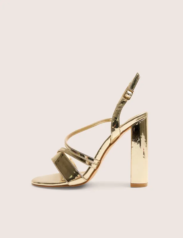 Grove Gold Metallic Round Toe Block Heels sold by Public Desire