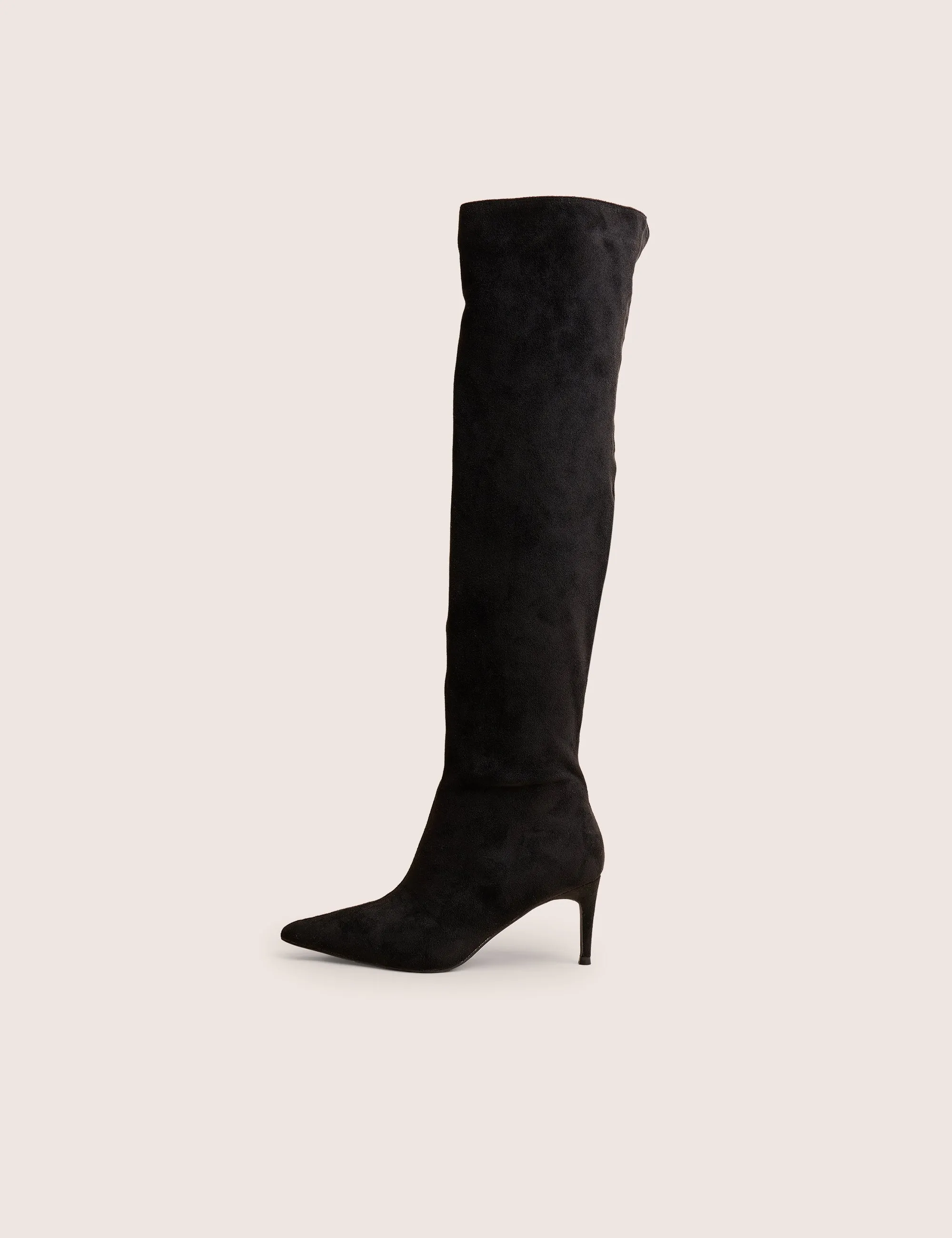 Ellen Black Suedette Pointed Toe Over the Knee Boots sold by Public Desire