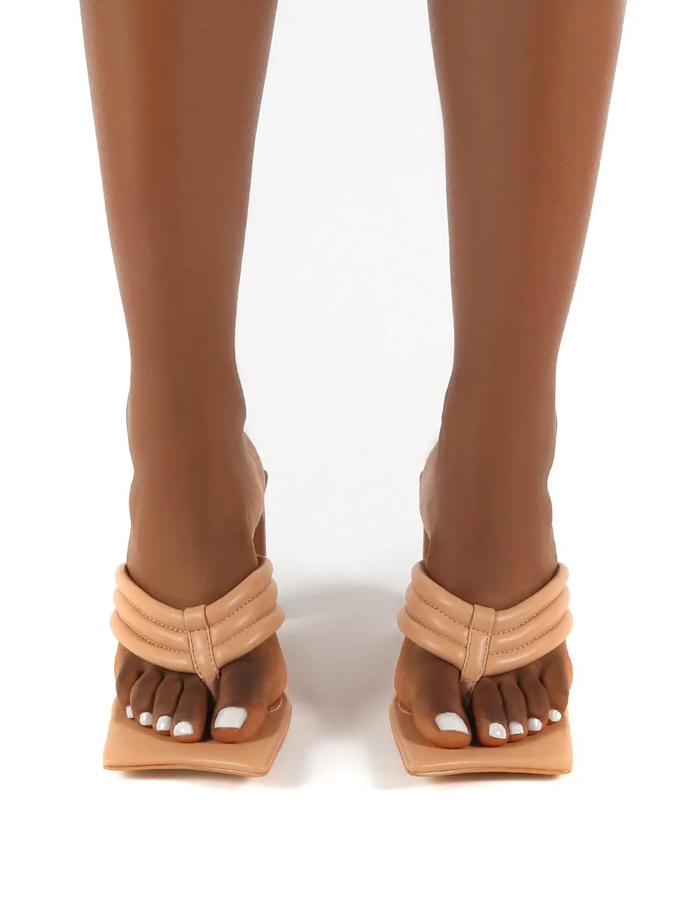 Resort Nude PU Thong Strap Flat Block Heeled Mules sold by Public Desire product image thumbnail 3