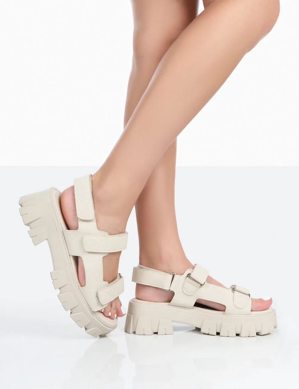 Brighton Wide Fit Ecru Nylon Flatform Open Toe Sandals sold by Public Desire product image thumbnail 3