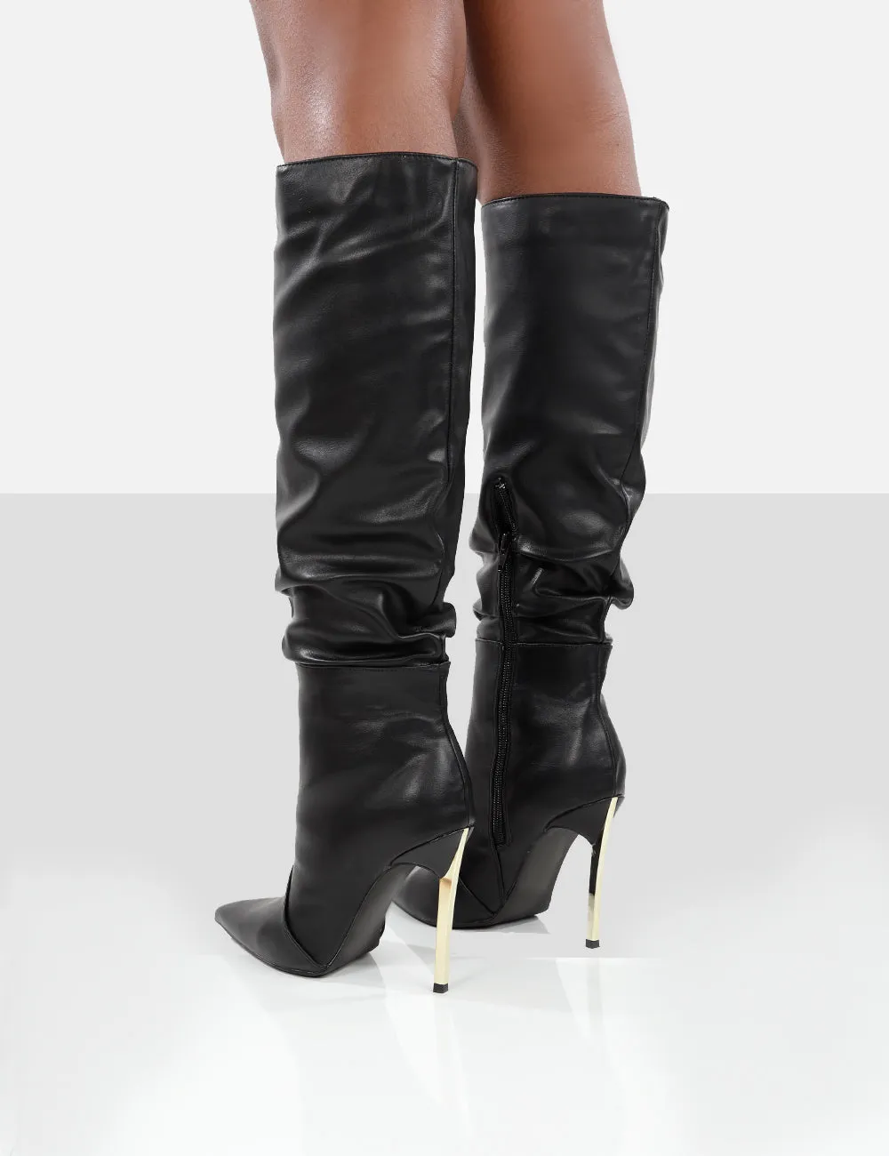 Monica Black PU Pointed Toe Stiletto Knee High Boots sold by Public Desire product image thumbnail 4