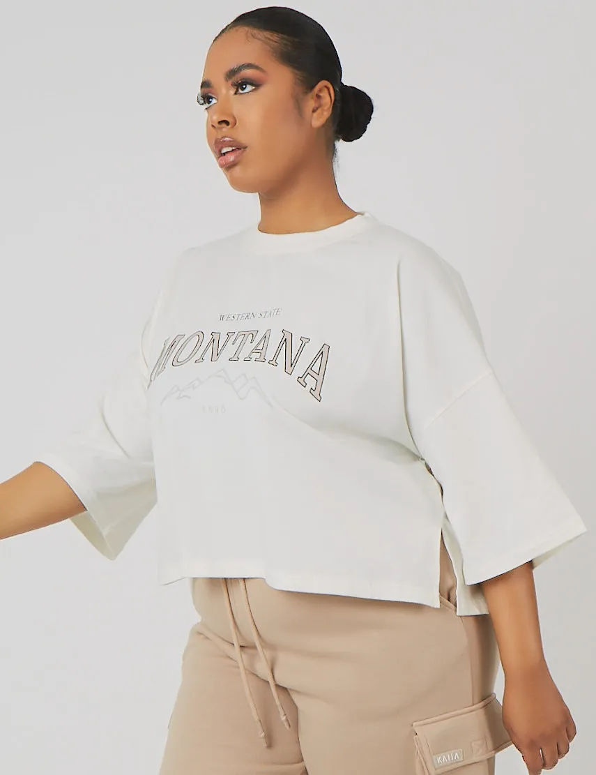 Curve Vintage Boxy Cropped T-Shirt Ecru sold by Public Desire product image thumbnail 2