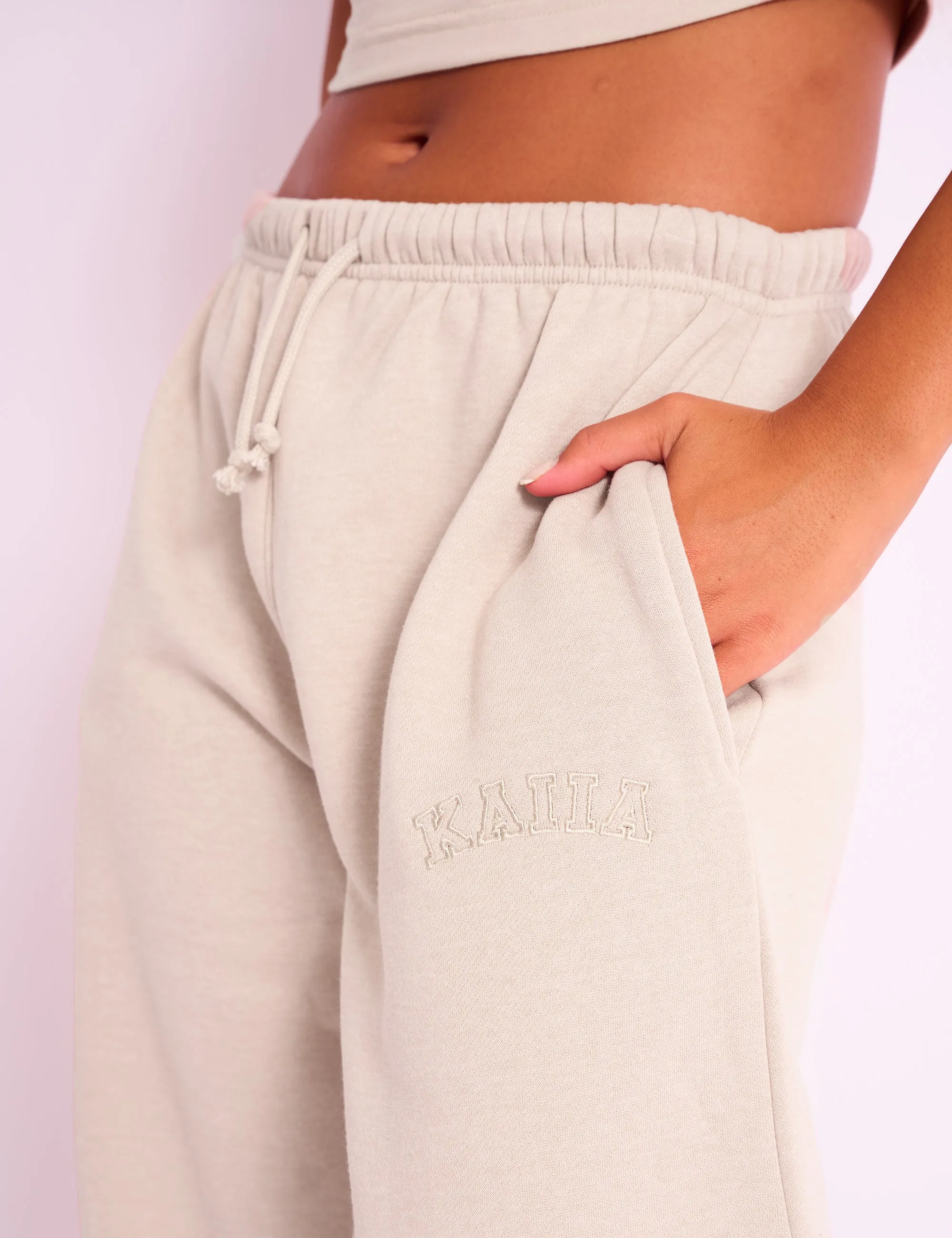 Kaiia Logo Wide Leg Joggers Sand sold by Public Desire product image thumbnail 2