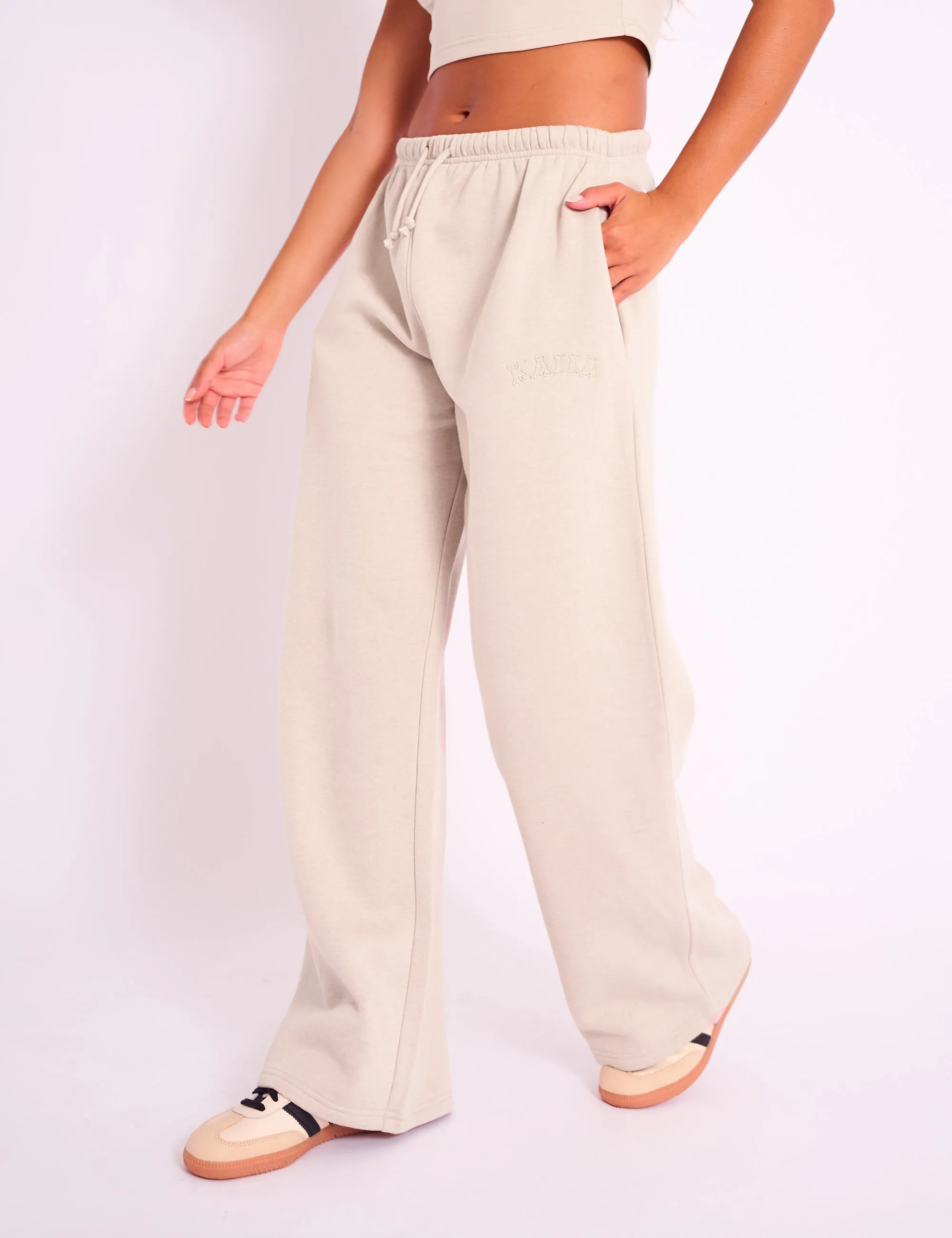 Kaiia Logo Wide Leg Joggers Sand sold by Public Desire product image thumbnail 4