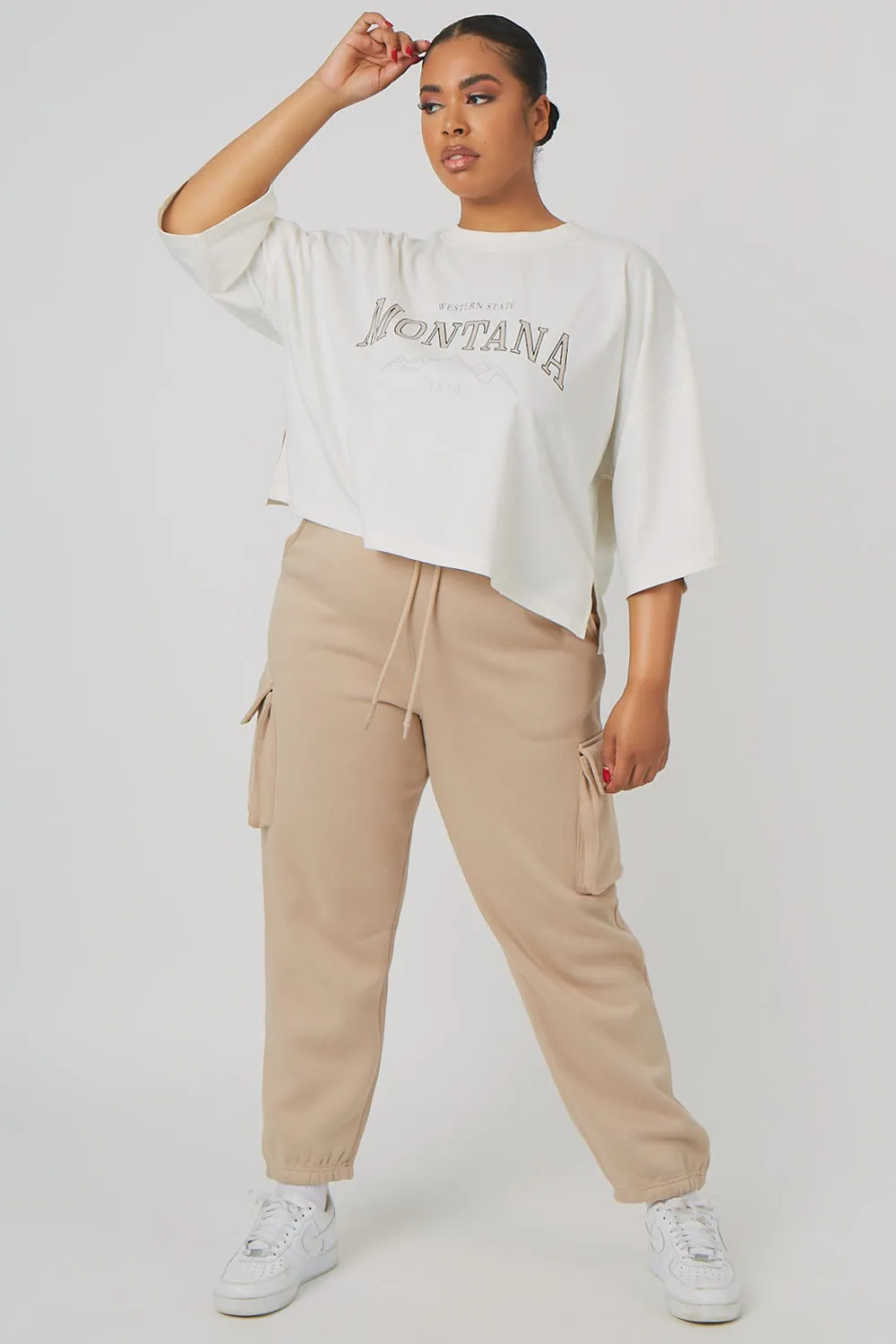 Curve Vintage Boxy Cropped T-Shirt Ecru sold by Public Desire