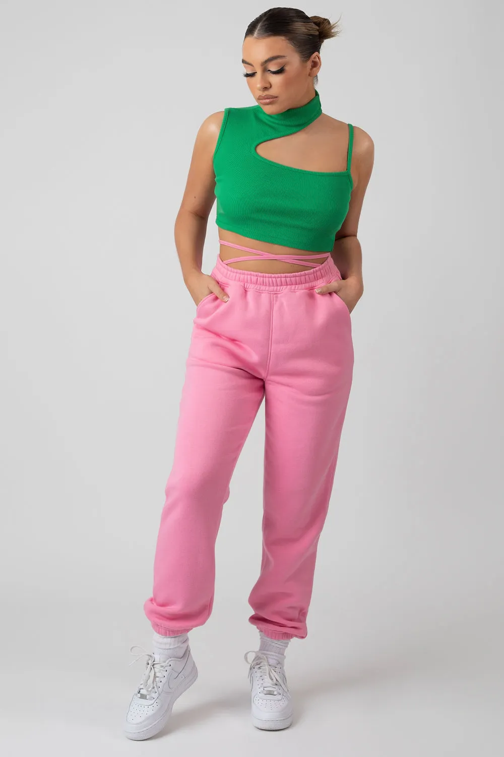 High Neck Cut Out Strappy Bralet Green sold by Public Desire product image thumbnail 3