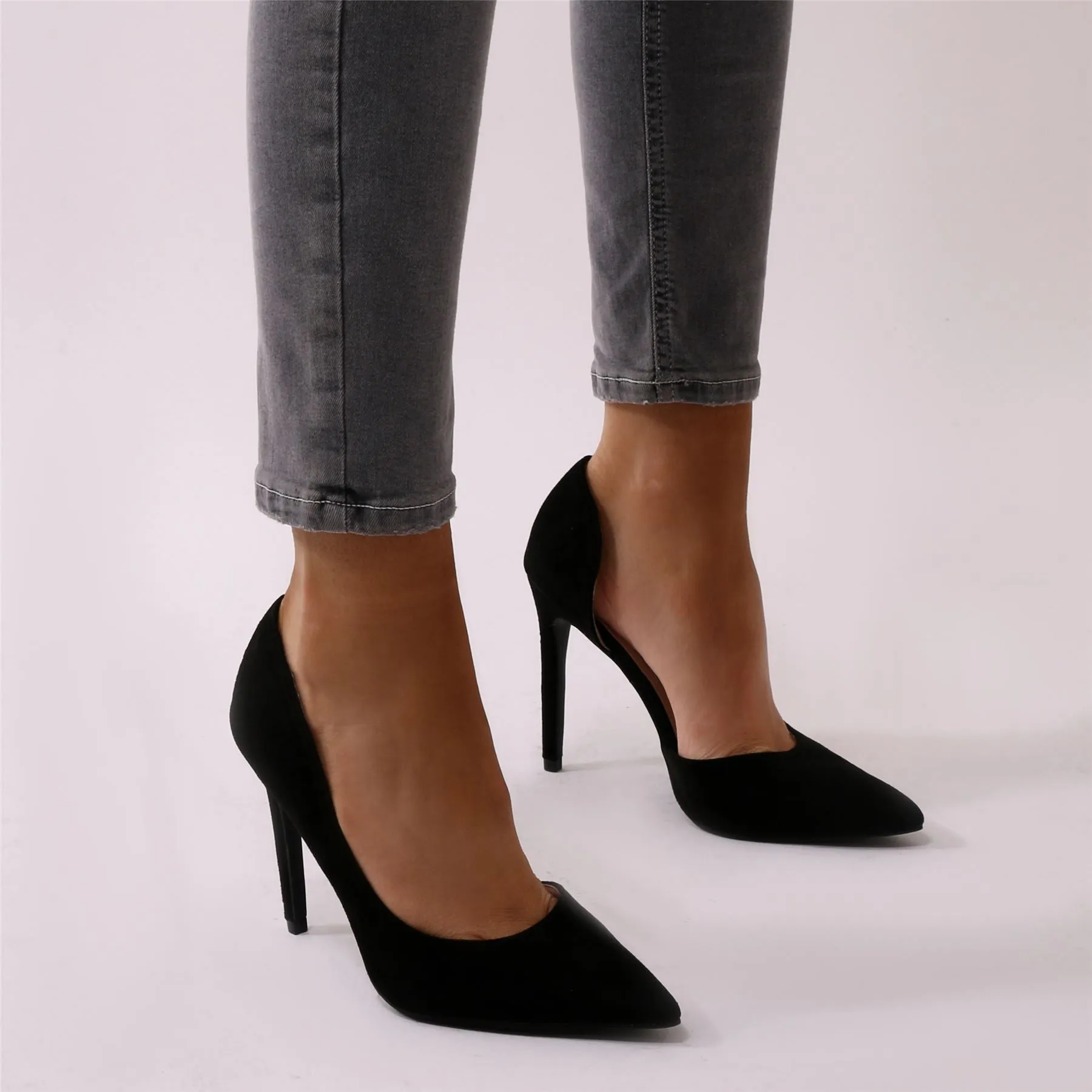 Tipsy Cut Out Court Heels in Black Faux Suede sold by Public Desire product image thumbnail 2