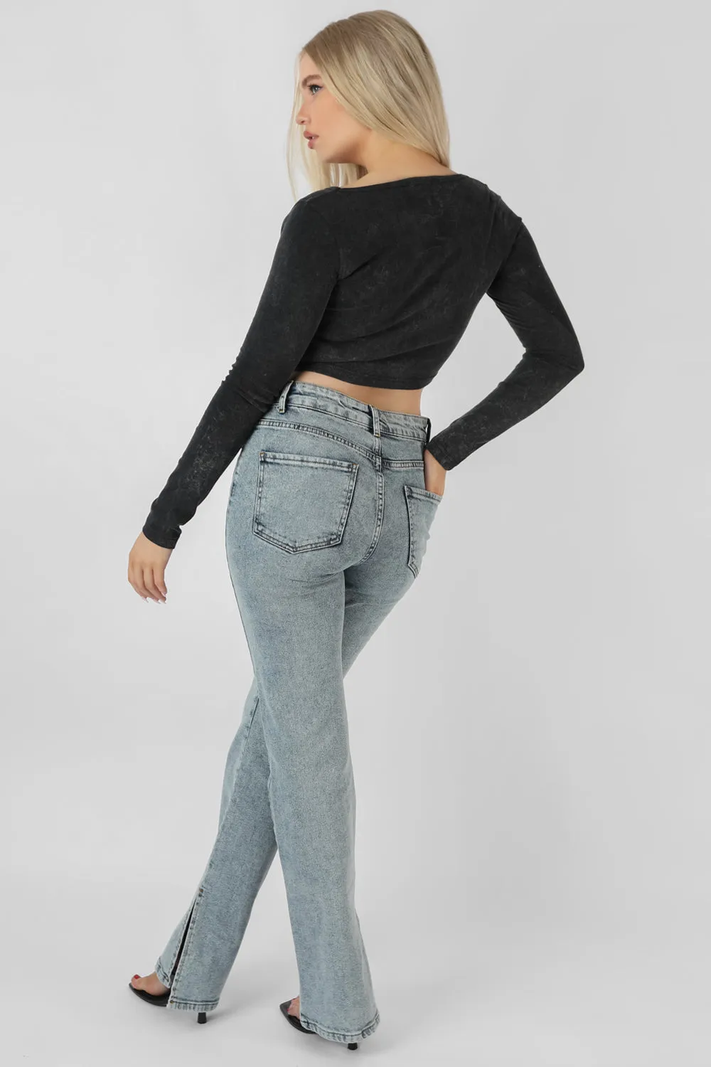 Long Sleeve Bullring Detail Crop Top Black sold by Public Desire product image thumbnail 5