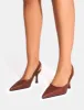 Malia Vintage Brown Fold Over Detail Cushioned Slingback Court Heels sold by Public Desire